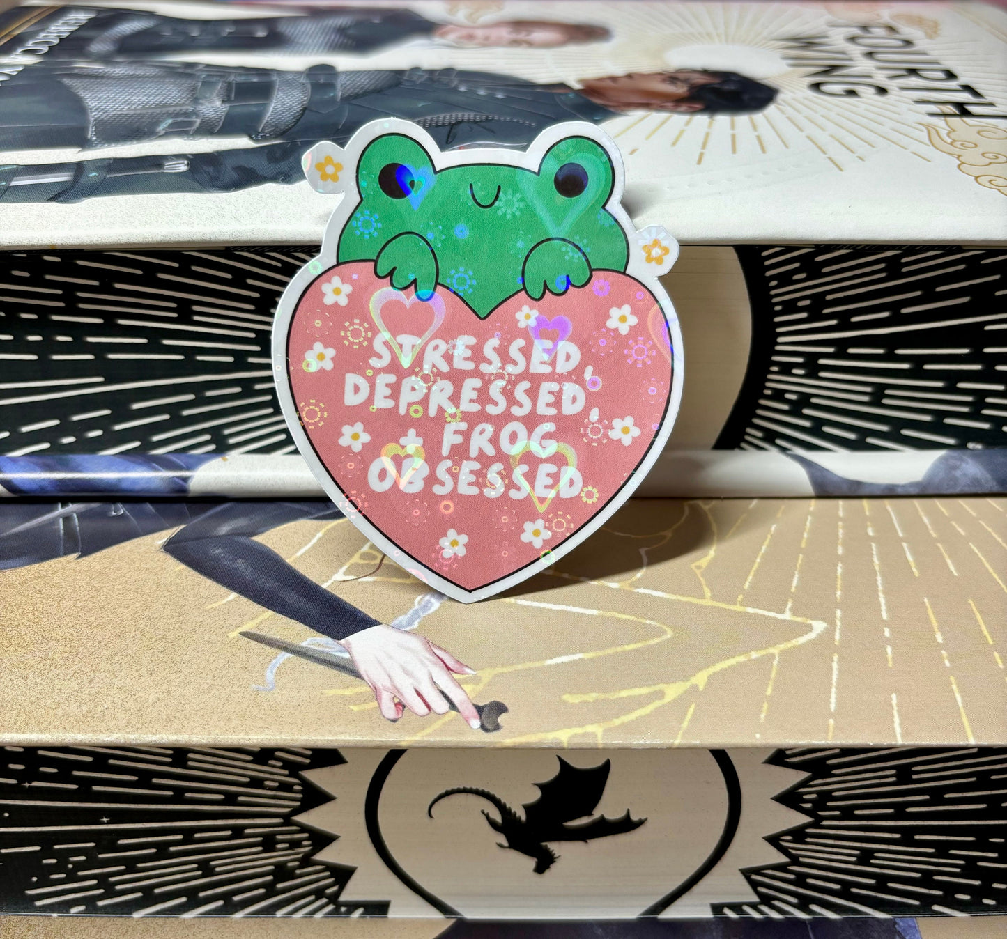 Stressed, Depressed + Frog Obsessed Cute Frog Sticker