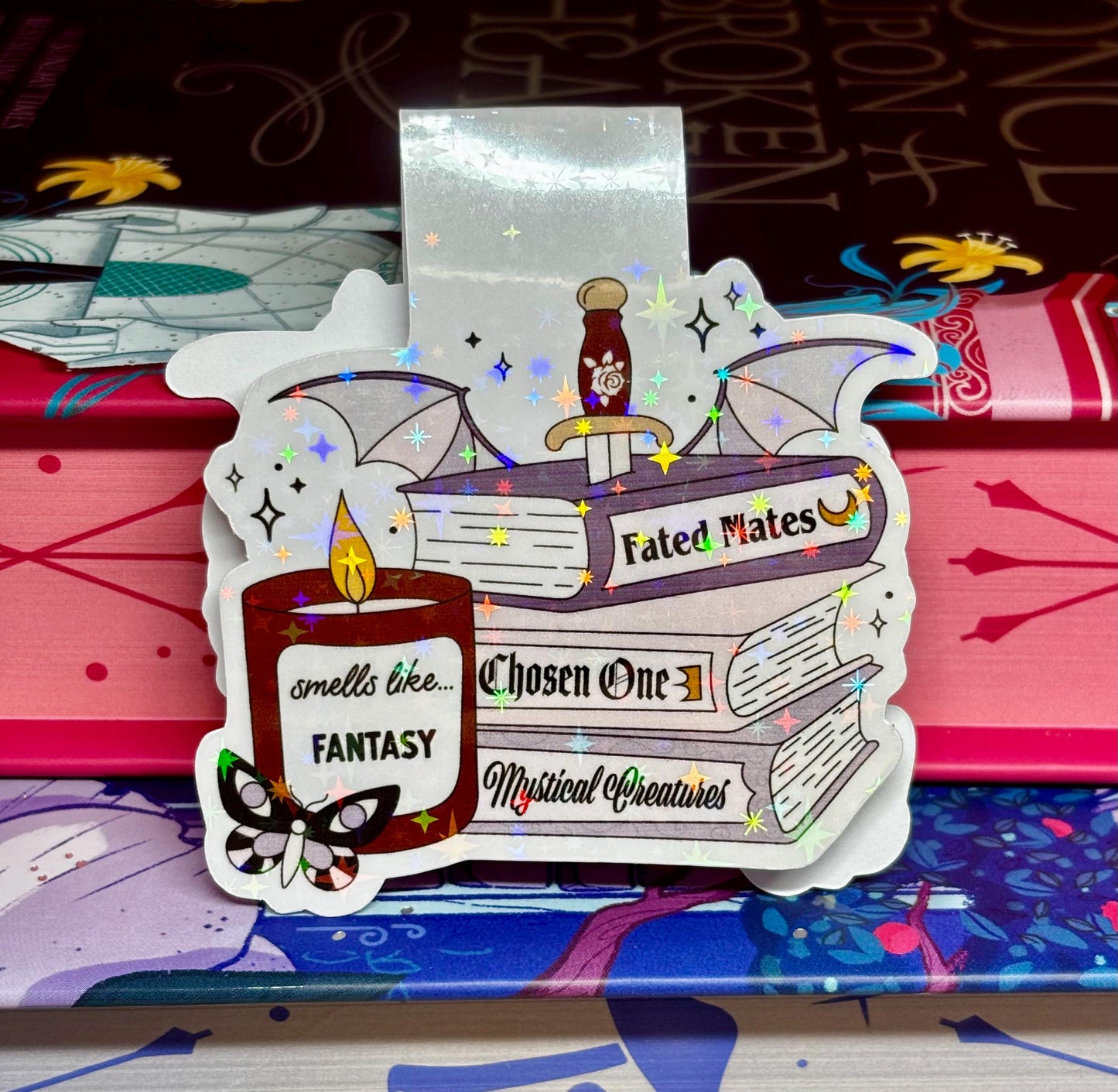 Smells Like Fantasy Book Stack Magnetic Bookmark
