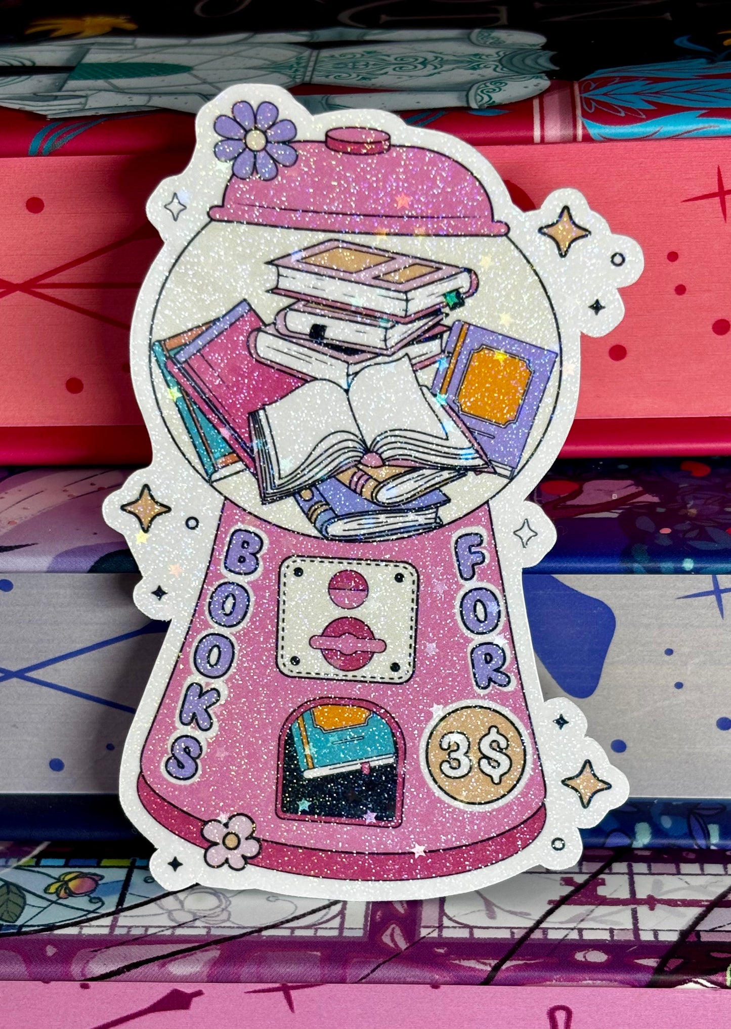 Cute Books For Three Dollars Vending Machine Sticker