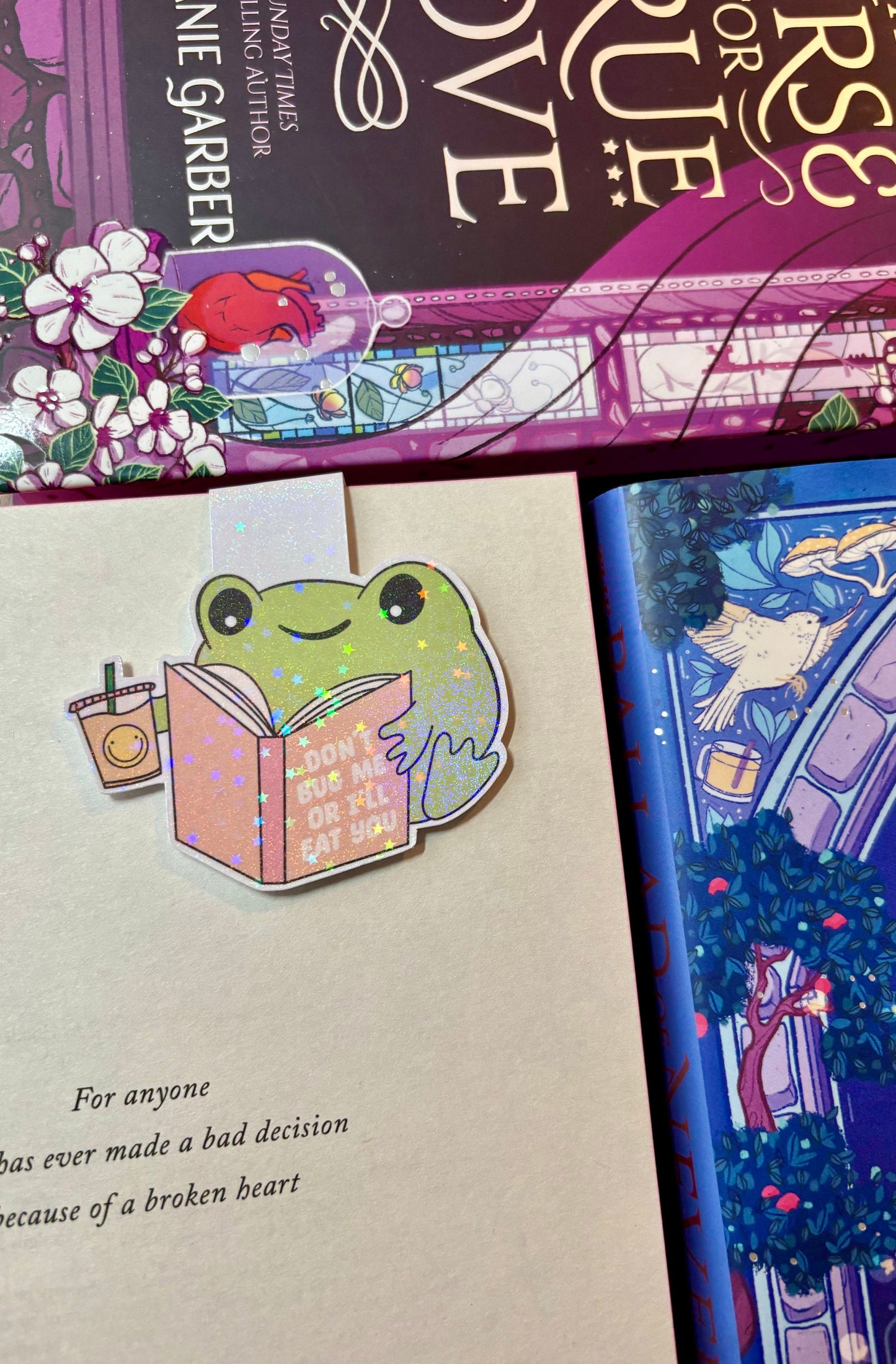 Cute Bookish Reading Frog "Don't Bug Me Or I'll Eat You" Magnetic Bookmark