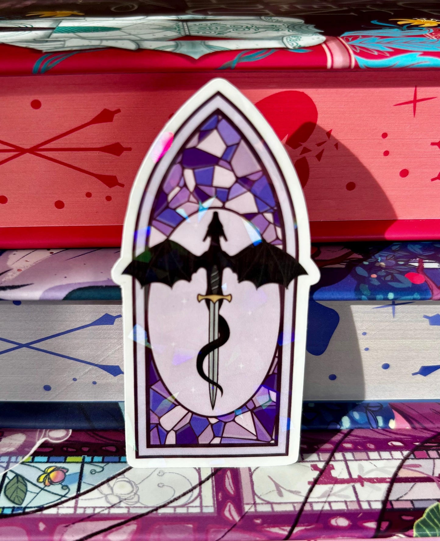 Purple Stained Glass Dragon Window Sticker