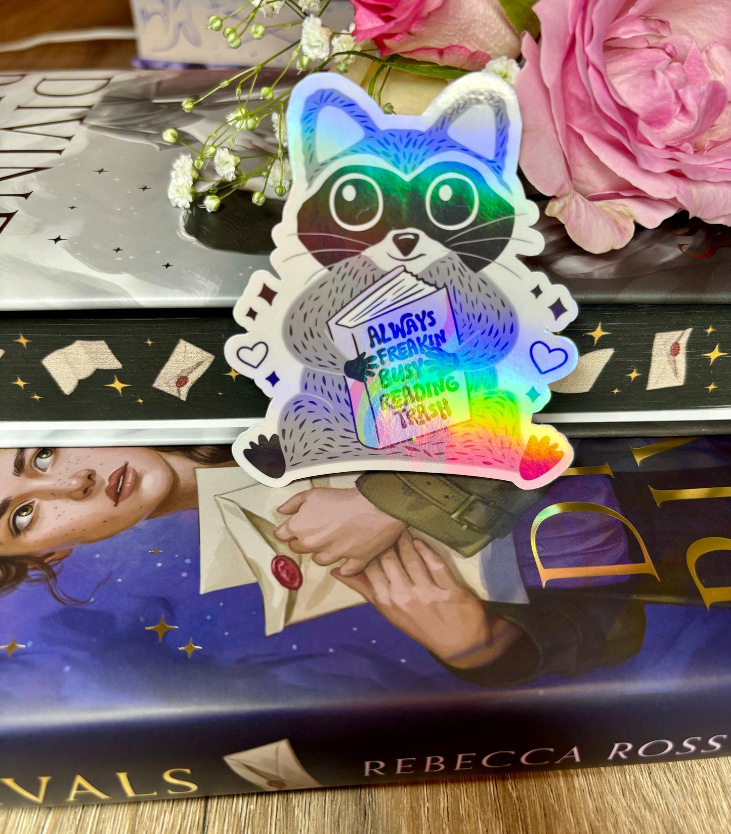 Always Busy Reading Trash Raccoon Sticker