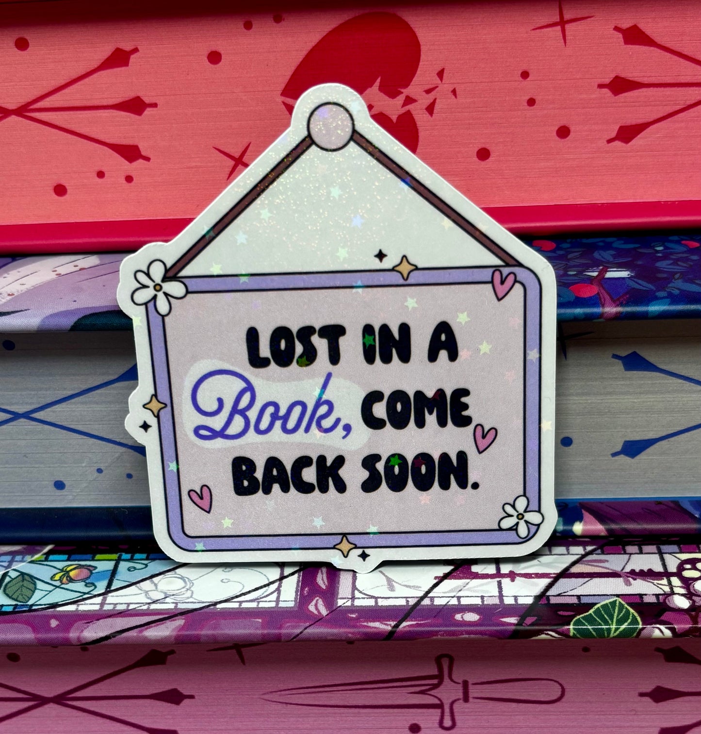 Lost In A Book Come Back Soon Sign Style Sticker