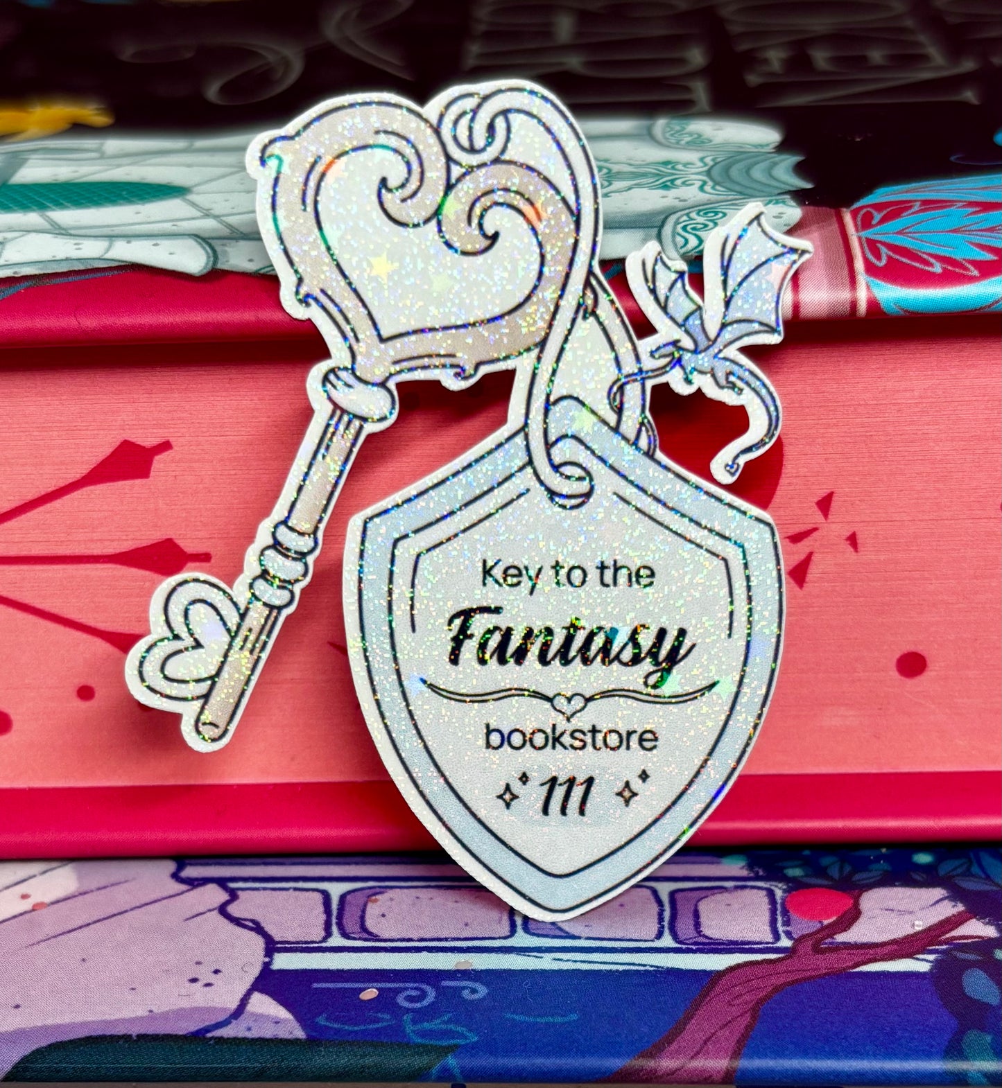 Mini Key To The Fantasy Bookstore Sticker