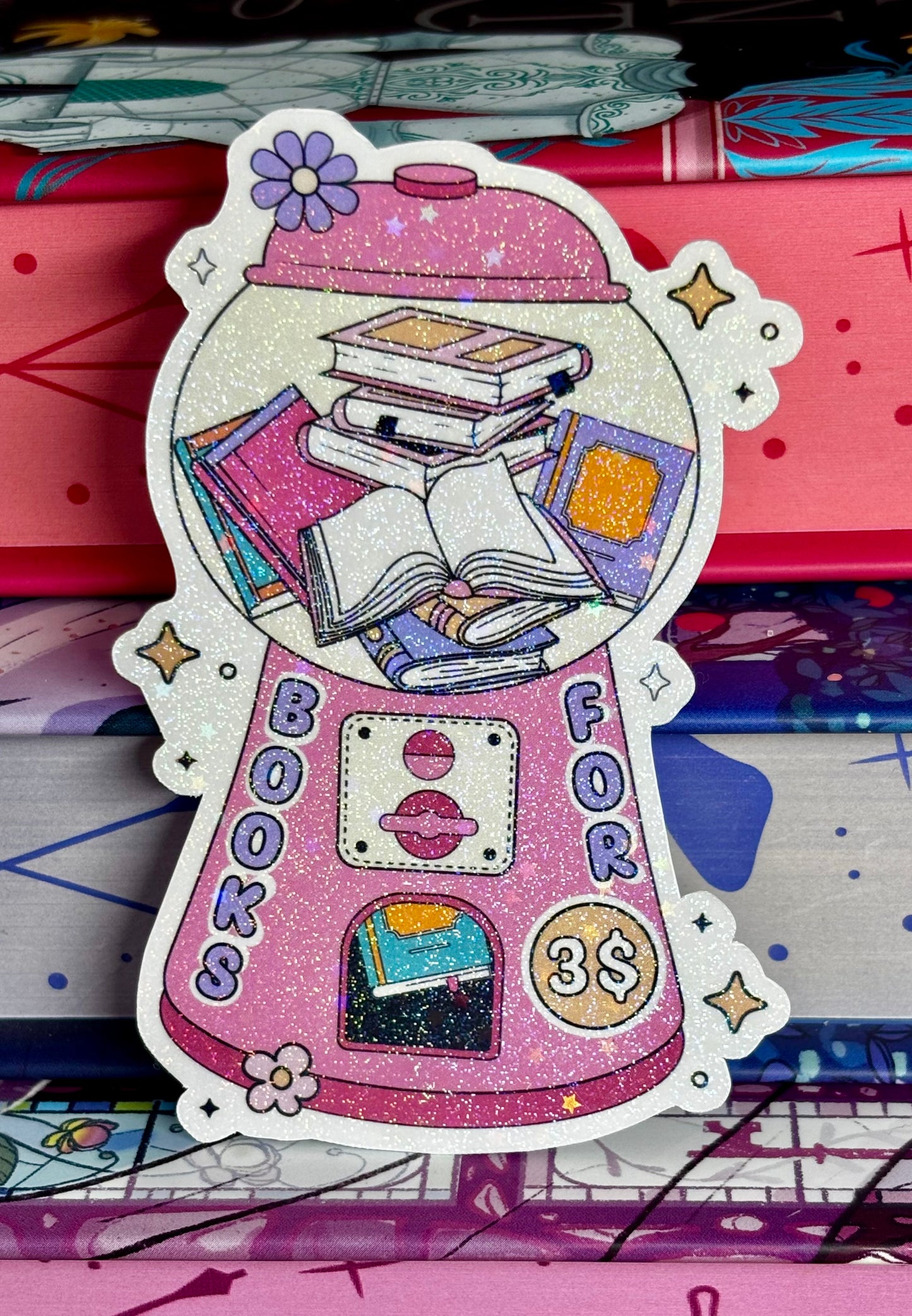 Cute Books For Three Dollars Vending Machine Sticker
