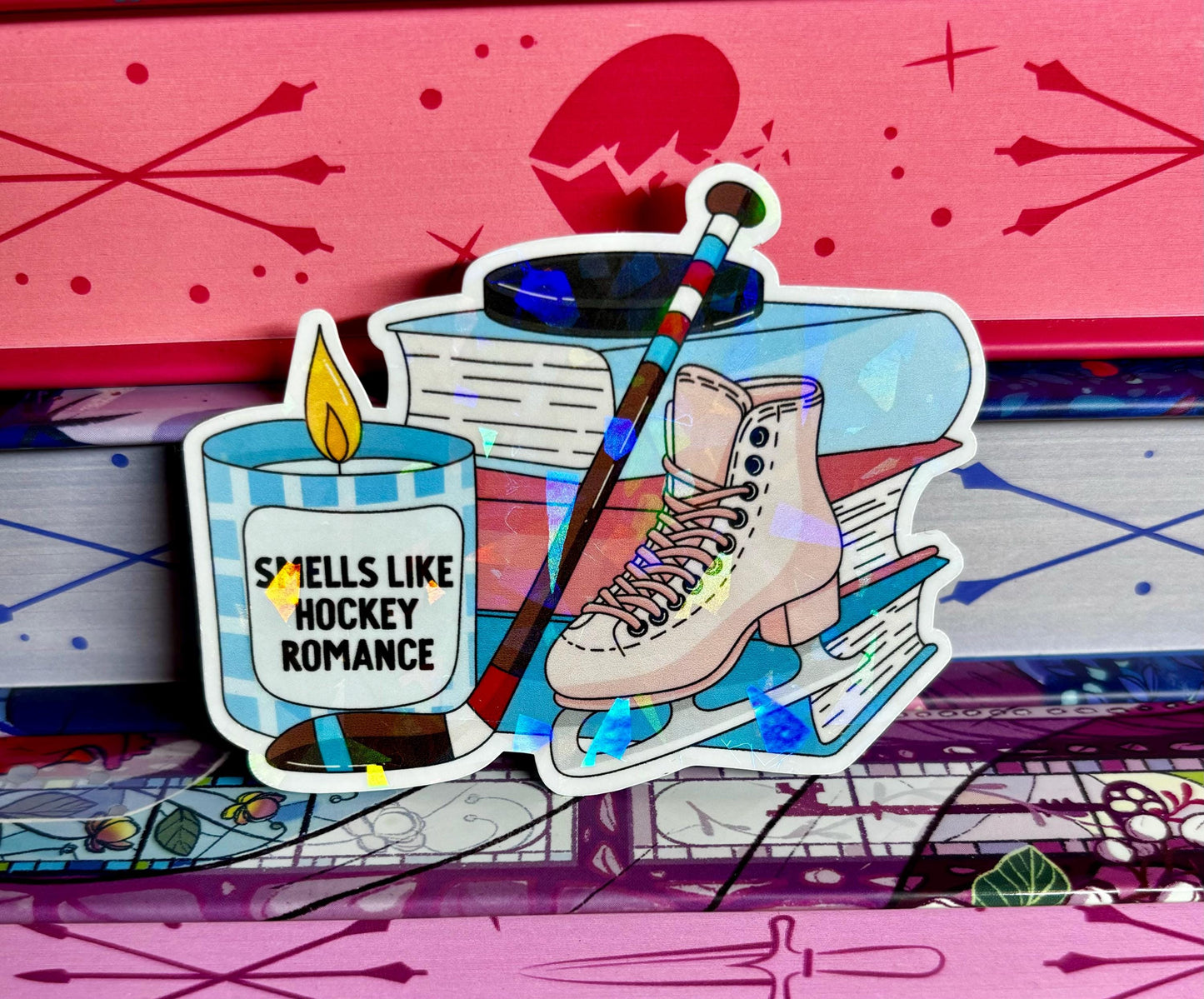 Smells Like Hockey Romance Book Stack Sticker