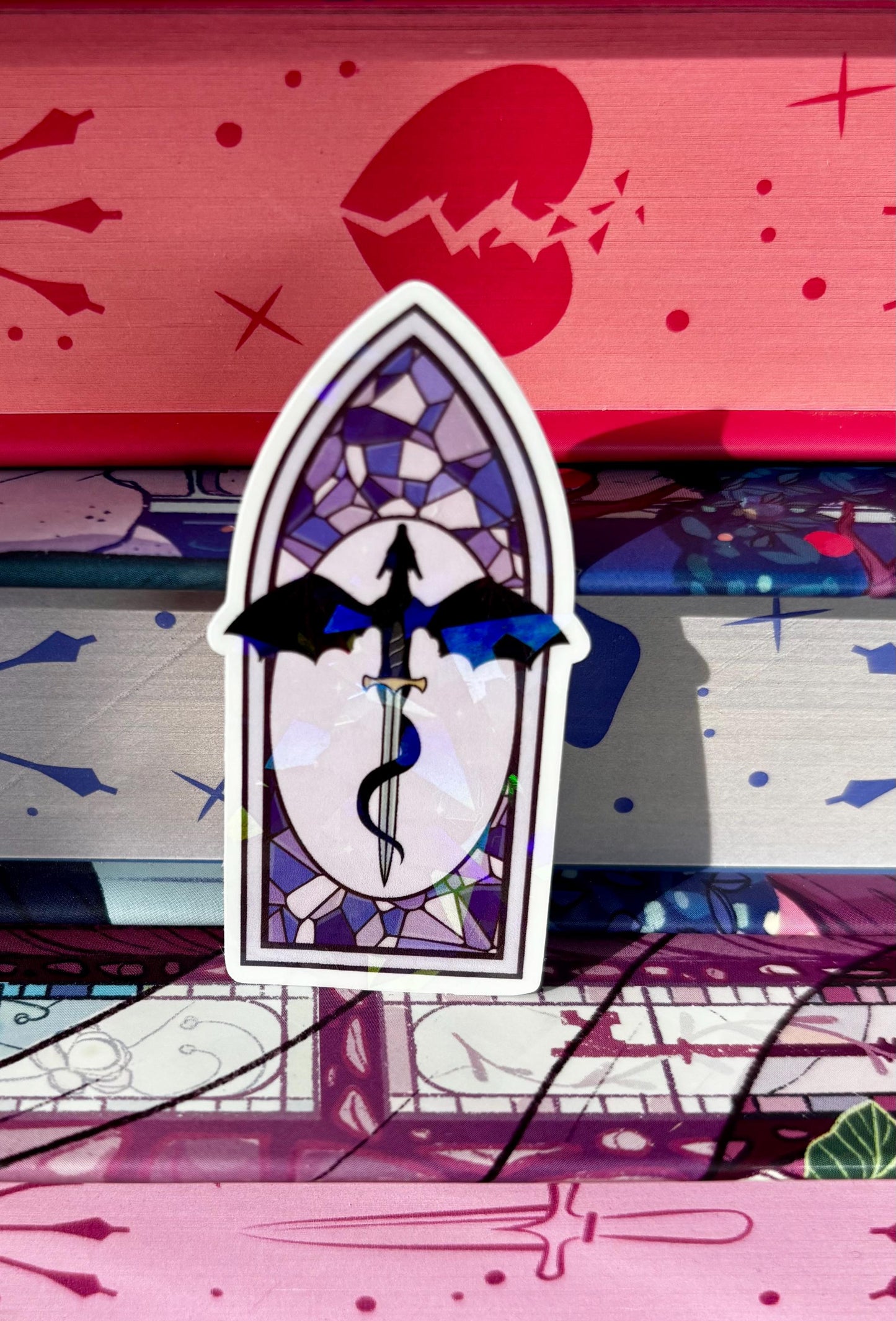Mini Purple Stained Glass Dragon Window Sticker