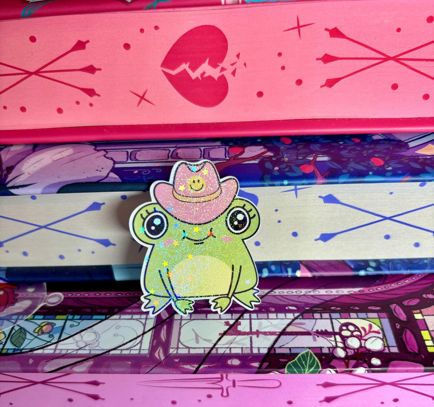 Mini Cute Cowgirl Frog Sticker