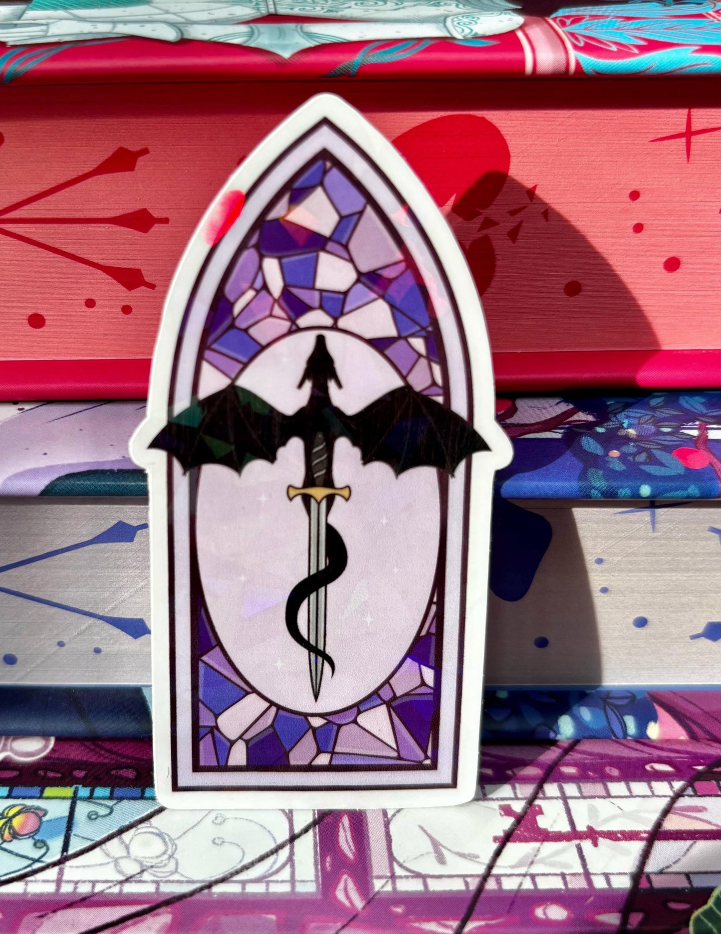 Purple Stained Glass Dragon Window Sticker