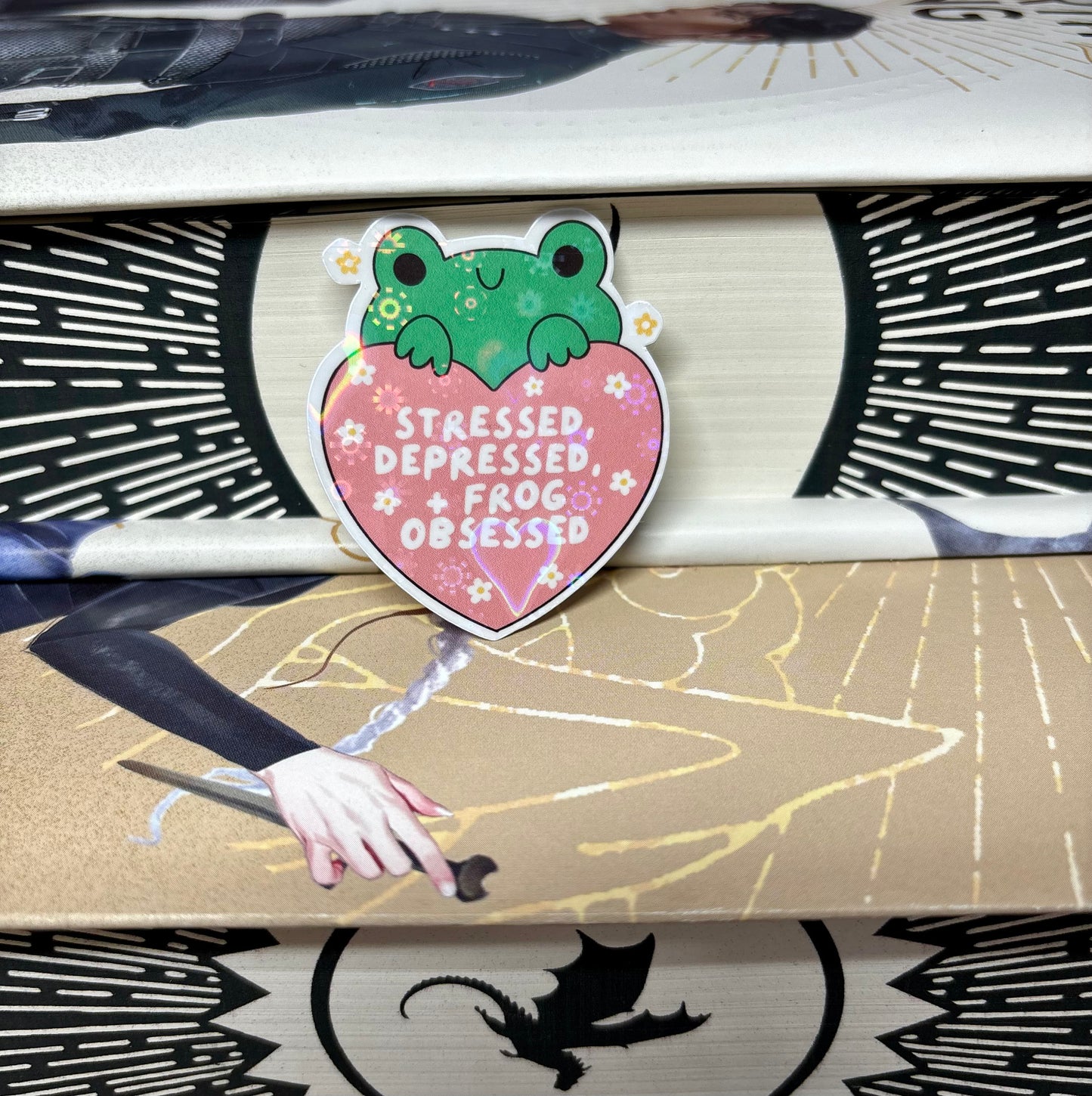 Mini Stressed, Depressed + Frog Obsessed Cute Frog Sticker