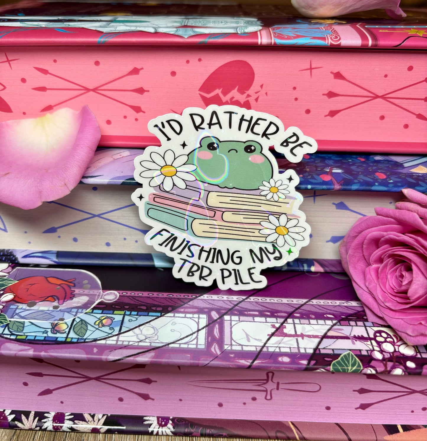 I'd Rather Be Finishing My TBR Pile Frog Sticker