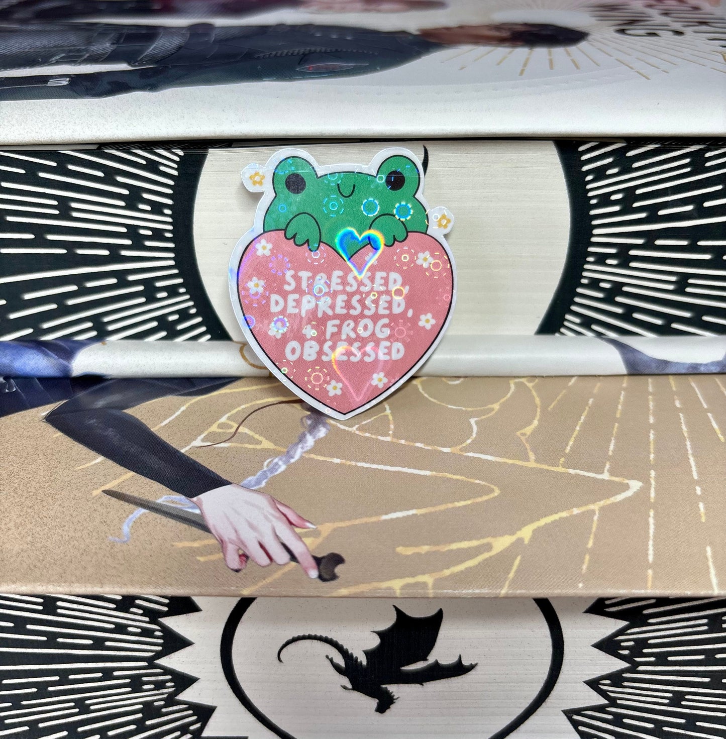 Mini Stressed, Depressed + Frog Obsessed Cute Frog Sticker