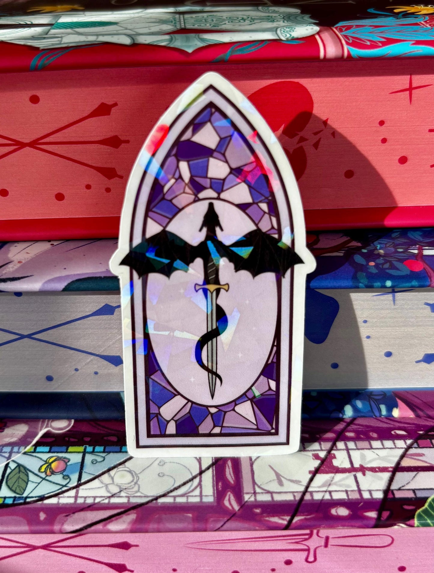 Purple Stained Glass Dragon Window Sticker