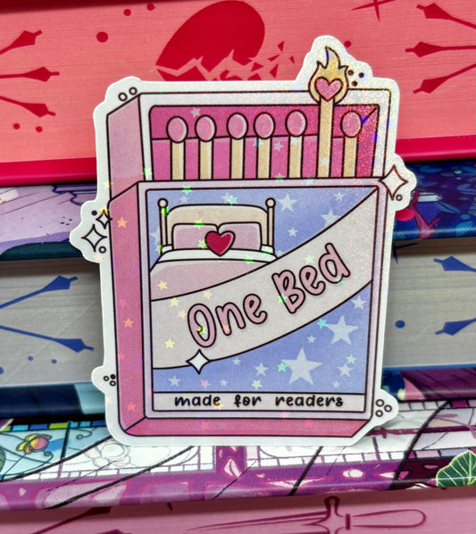 One Bed Matches Romance Tropes Sticker