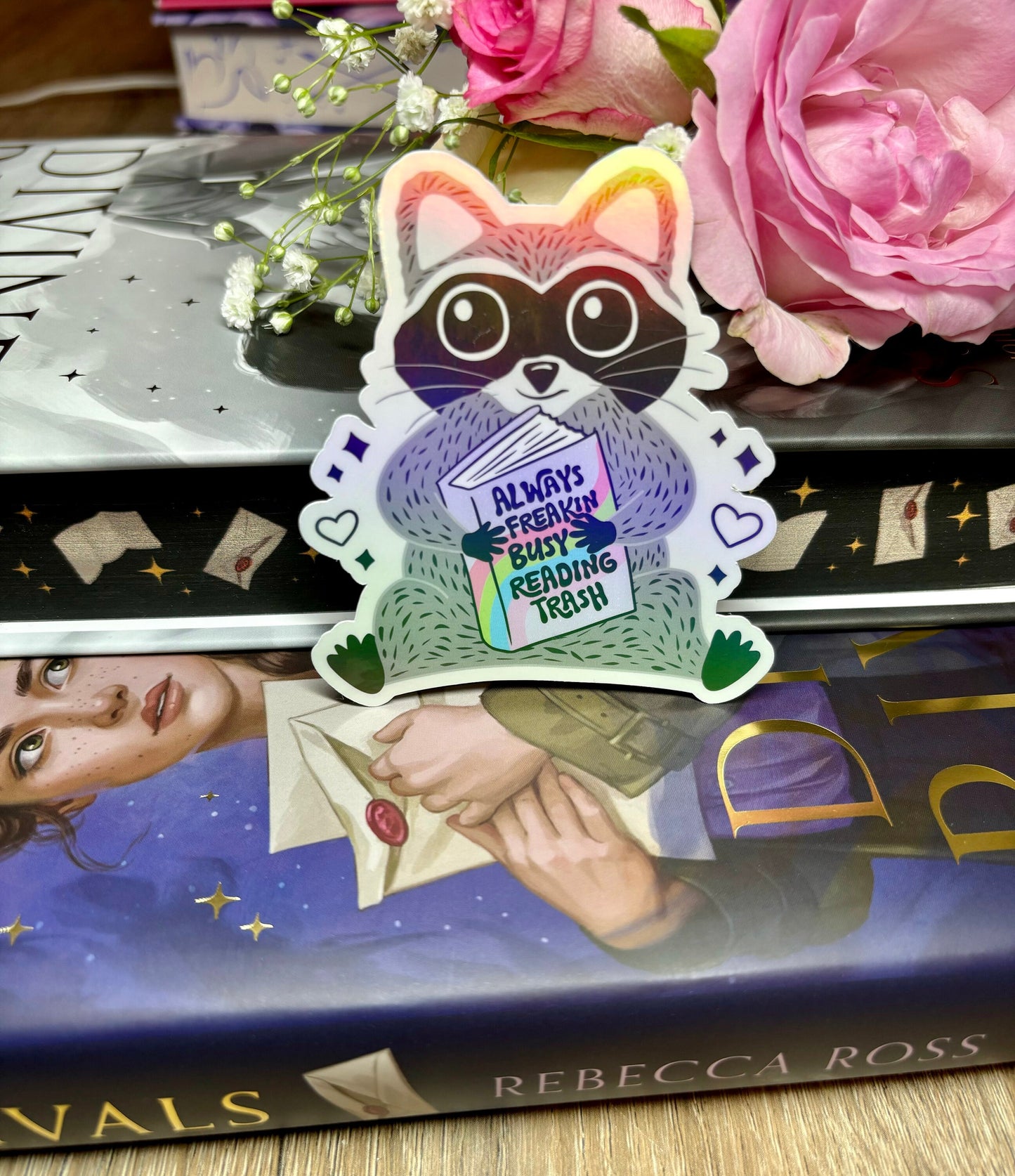 Always Busy Reading Trash Raccoon Sticker