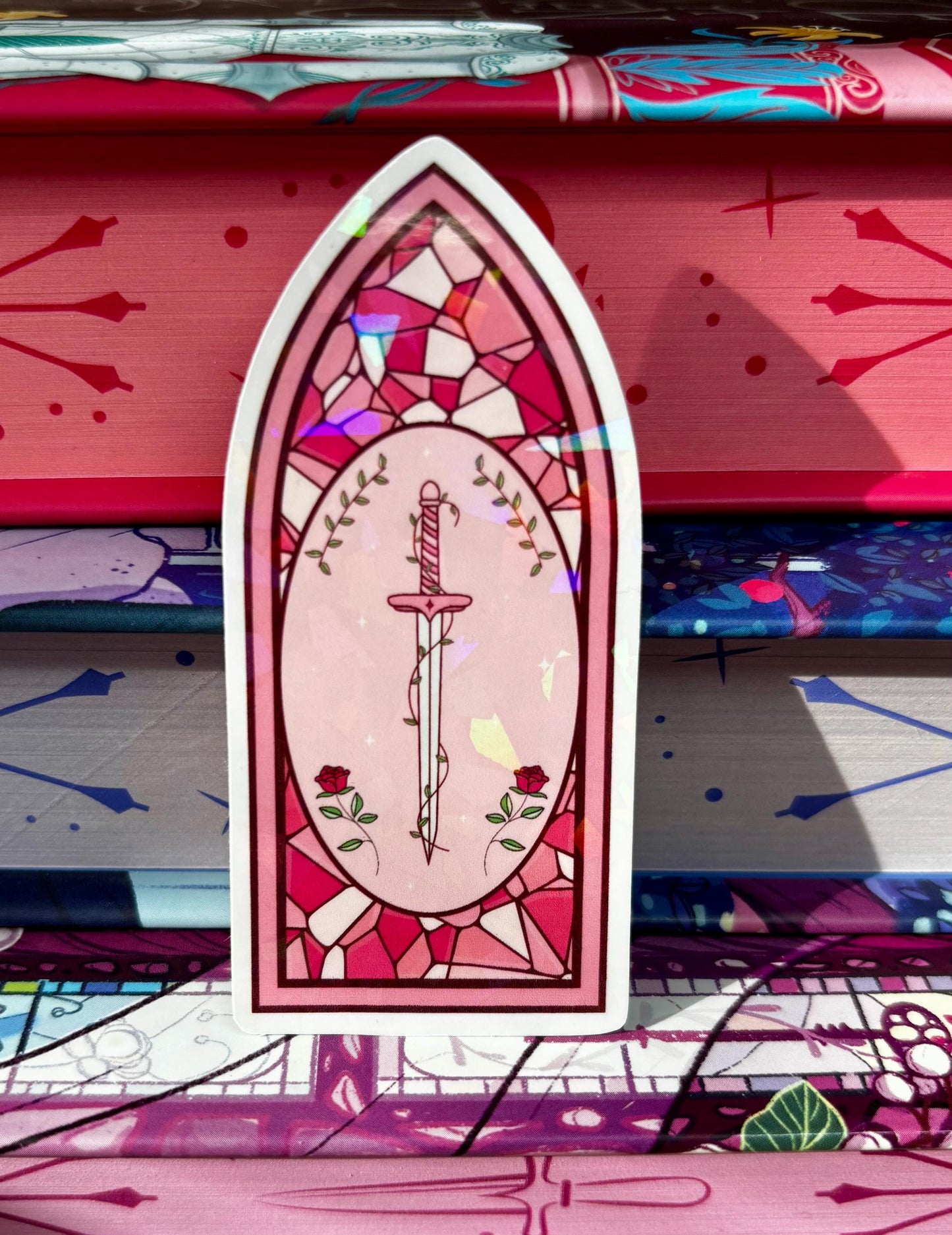 Pink Stained Glass Fantasy Window Sticker