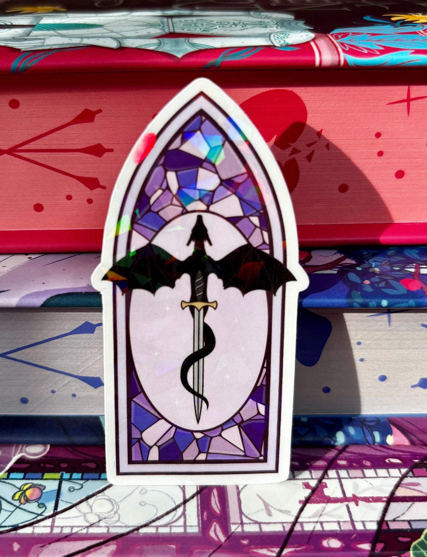 Purple Stained Glass Dragon Window Sticker