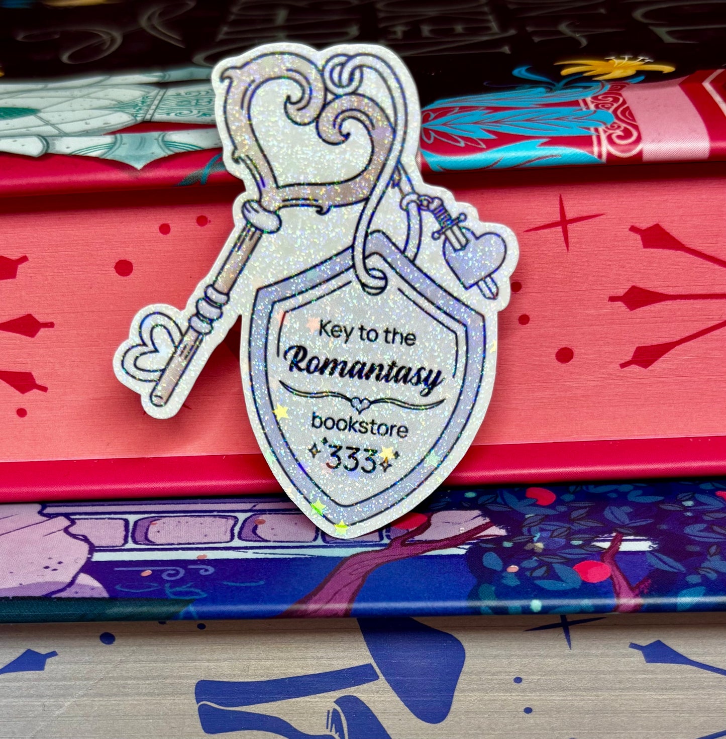 Mini Key To The Romantasy Bookstore Sticker