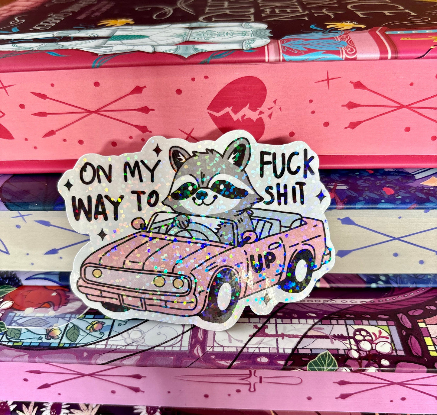 Driving Raccoon On My Way To F*ck Sh*t Up Sticker