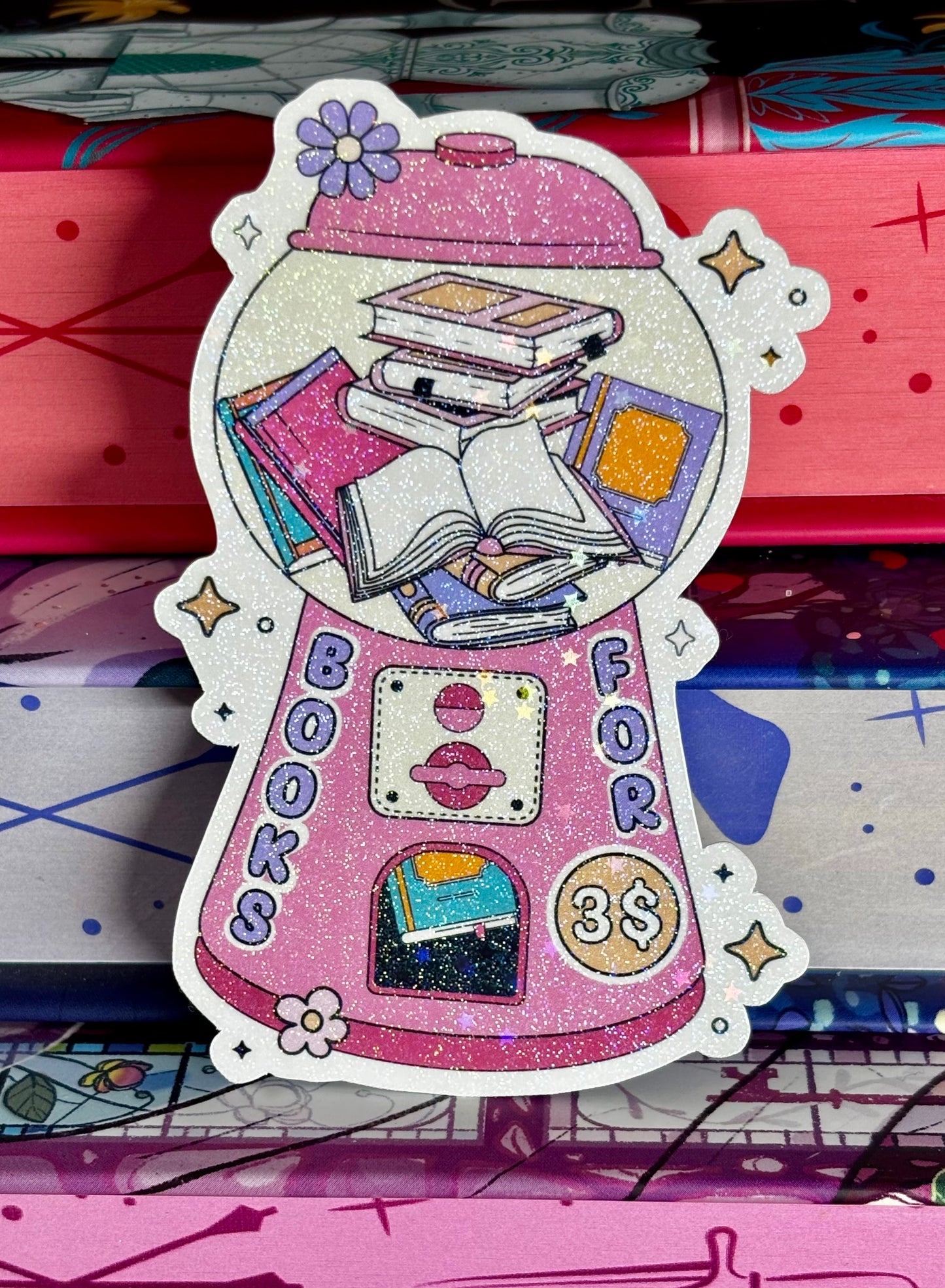 Cute Books For Three Dollars Vending Machine Sticker