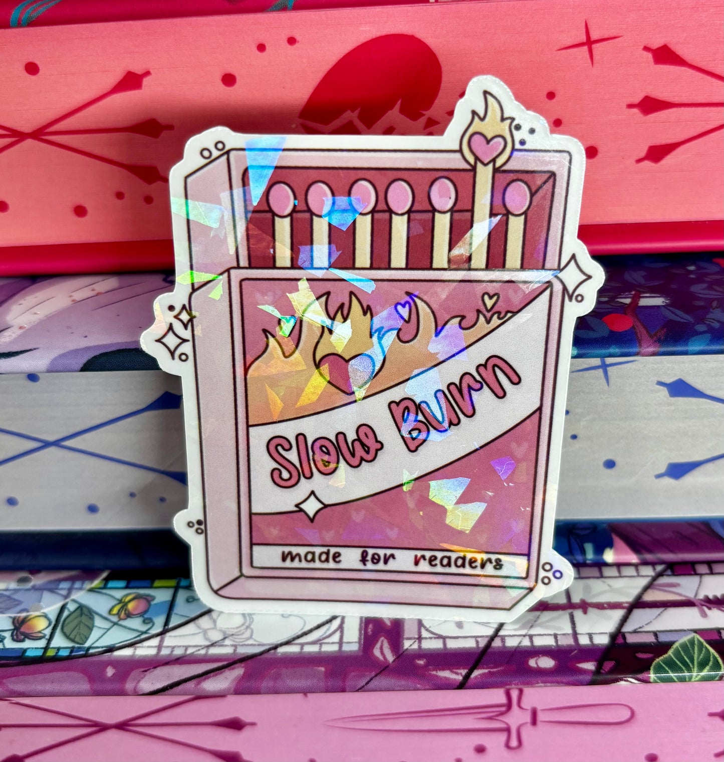 Slow Burn Matches Romance Tropes Sticker