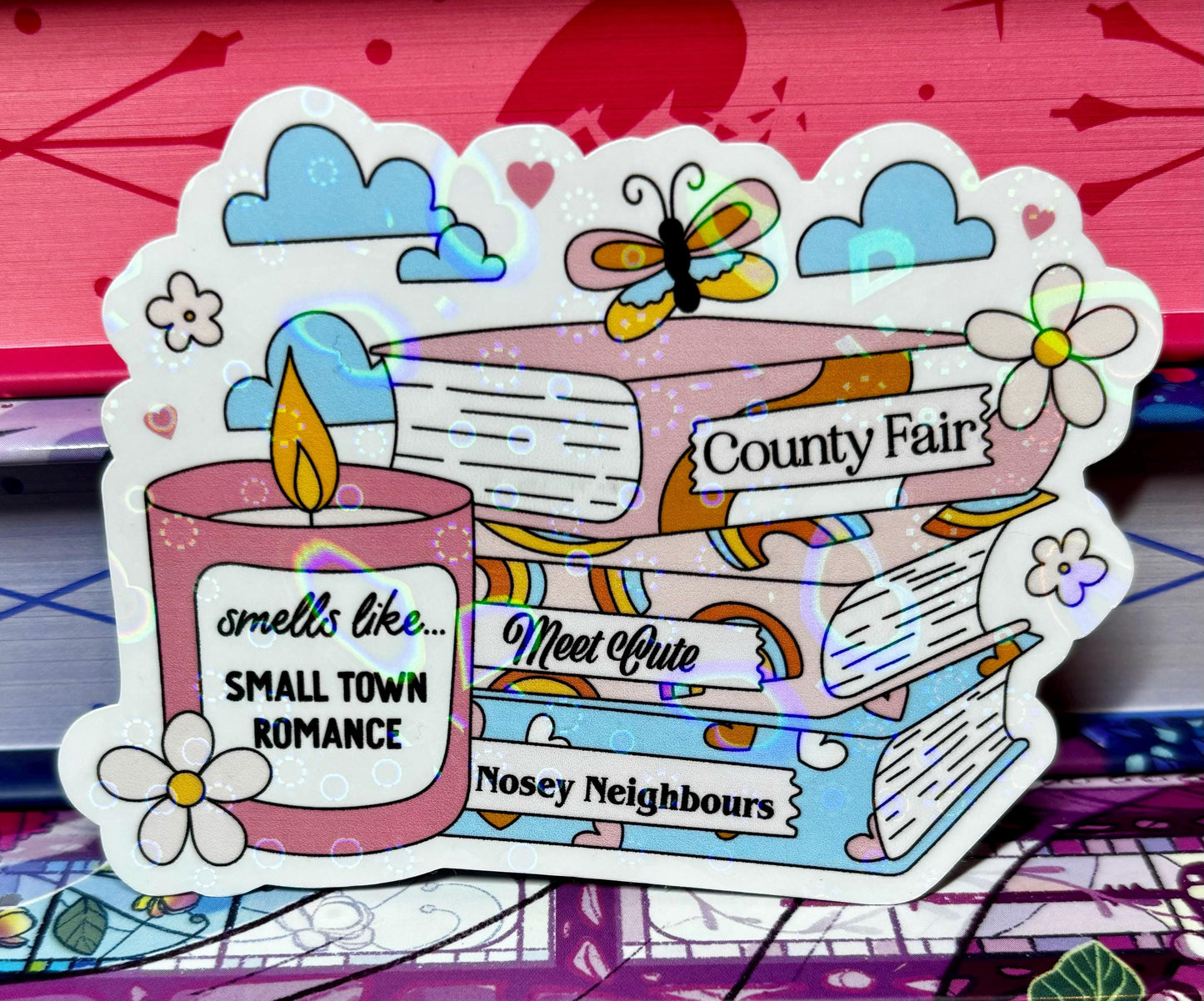 Smells Like Small Town Romance Book Stack Sticker