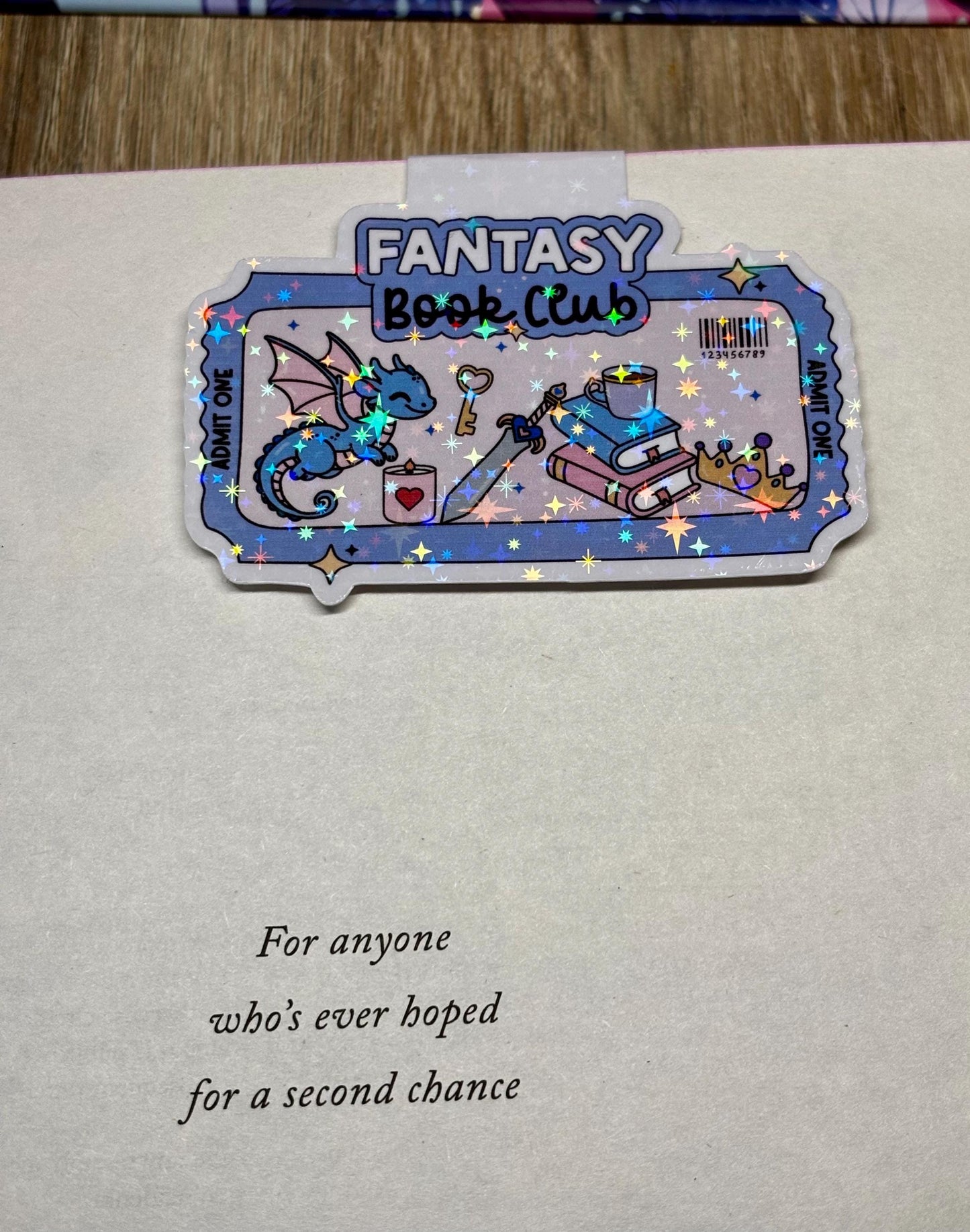 Fantasy Book Club Ticket Magnetic Bookmark