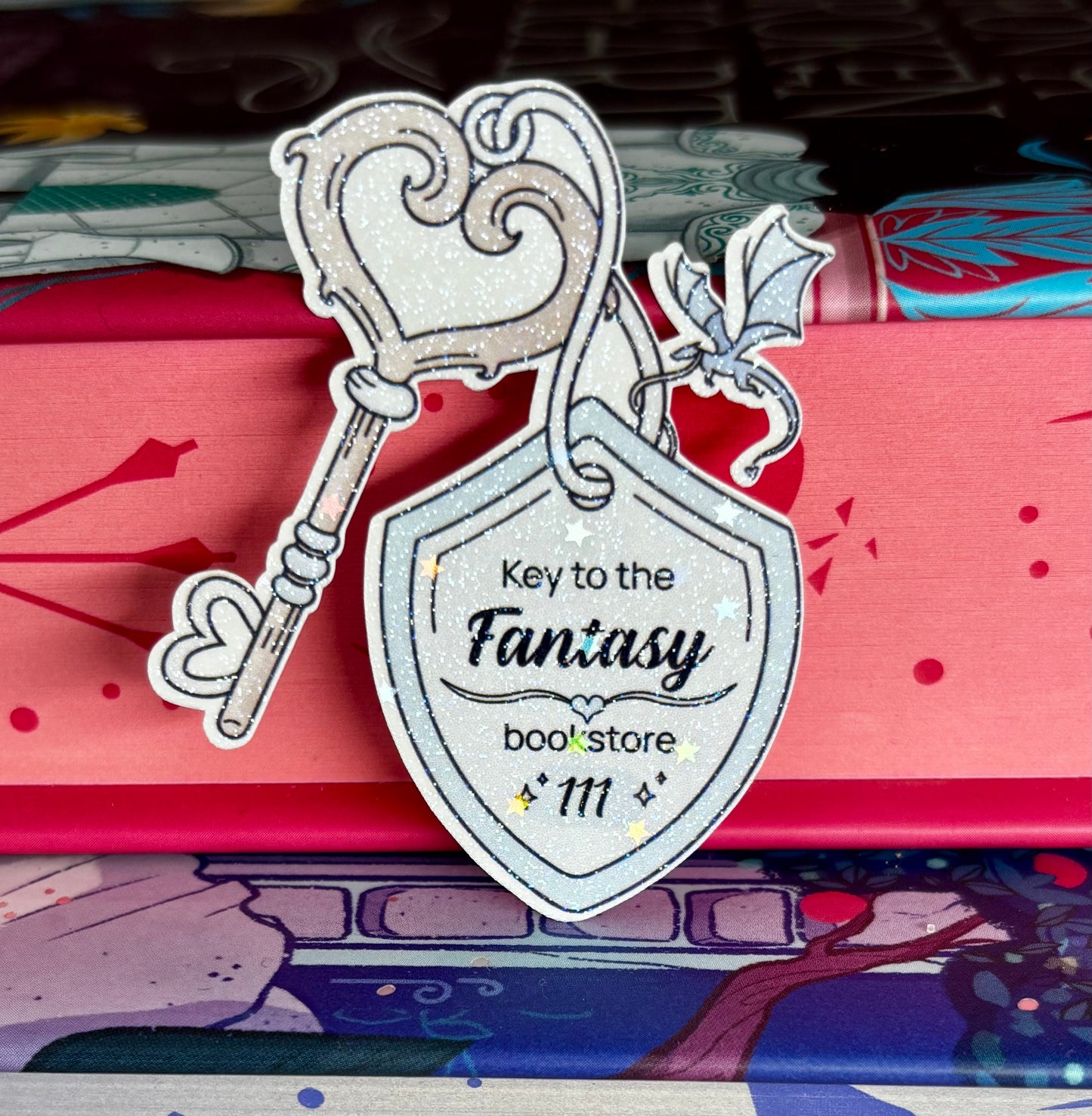 Mini Key To The Fantasy Bookstore Sticker