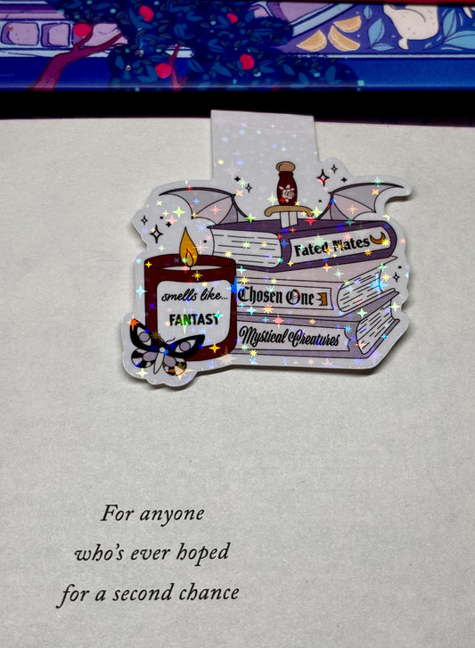 Smells Like Fantasy Book Stack Magnetic Bookmark