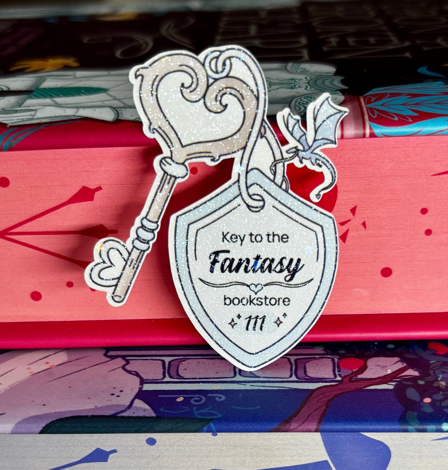 Mini Key To The Fantasy Bookstore Sticker