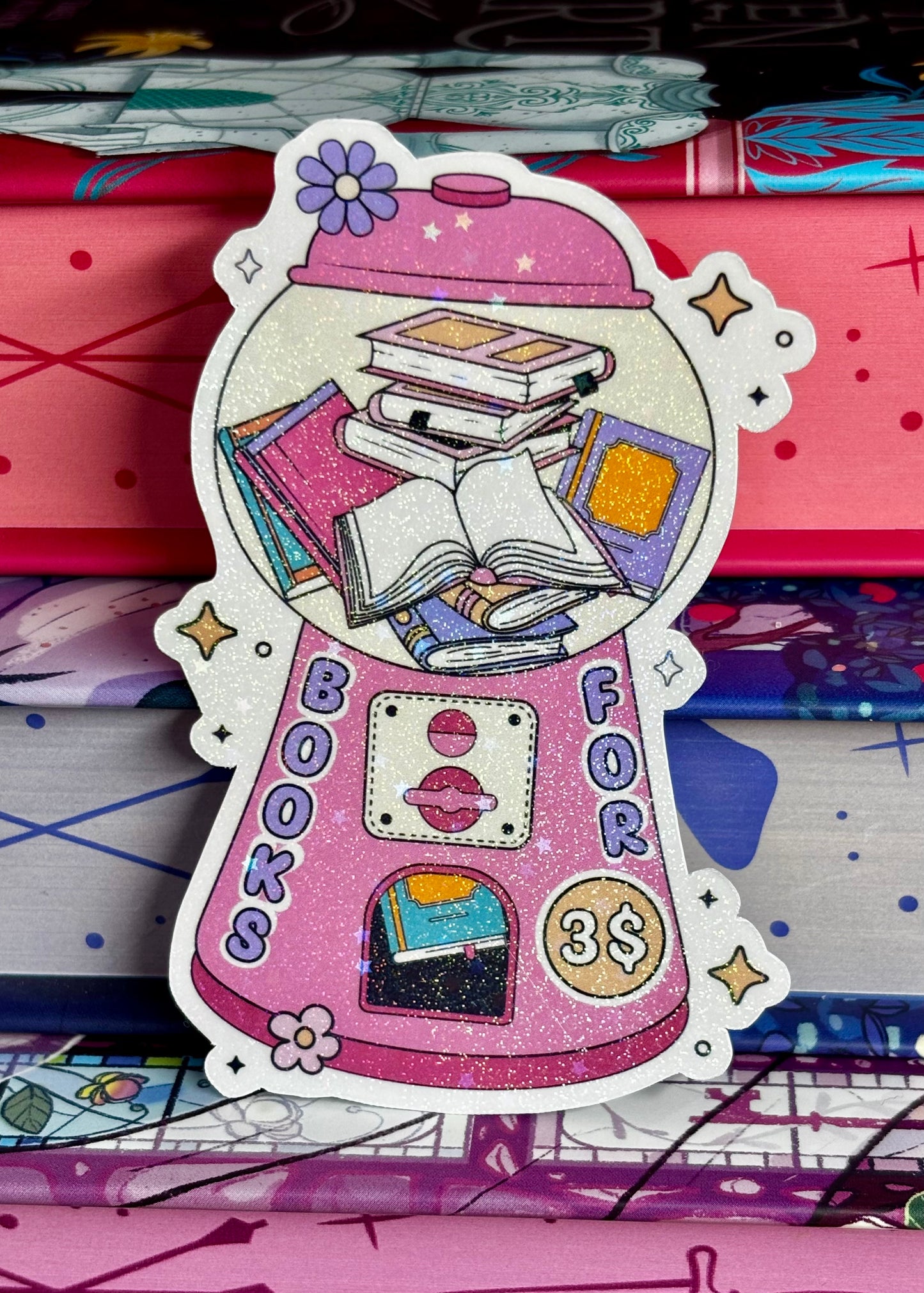 Cute Books For Three Dollars Vending Machine Sticker