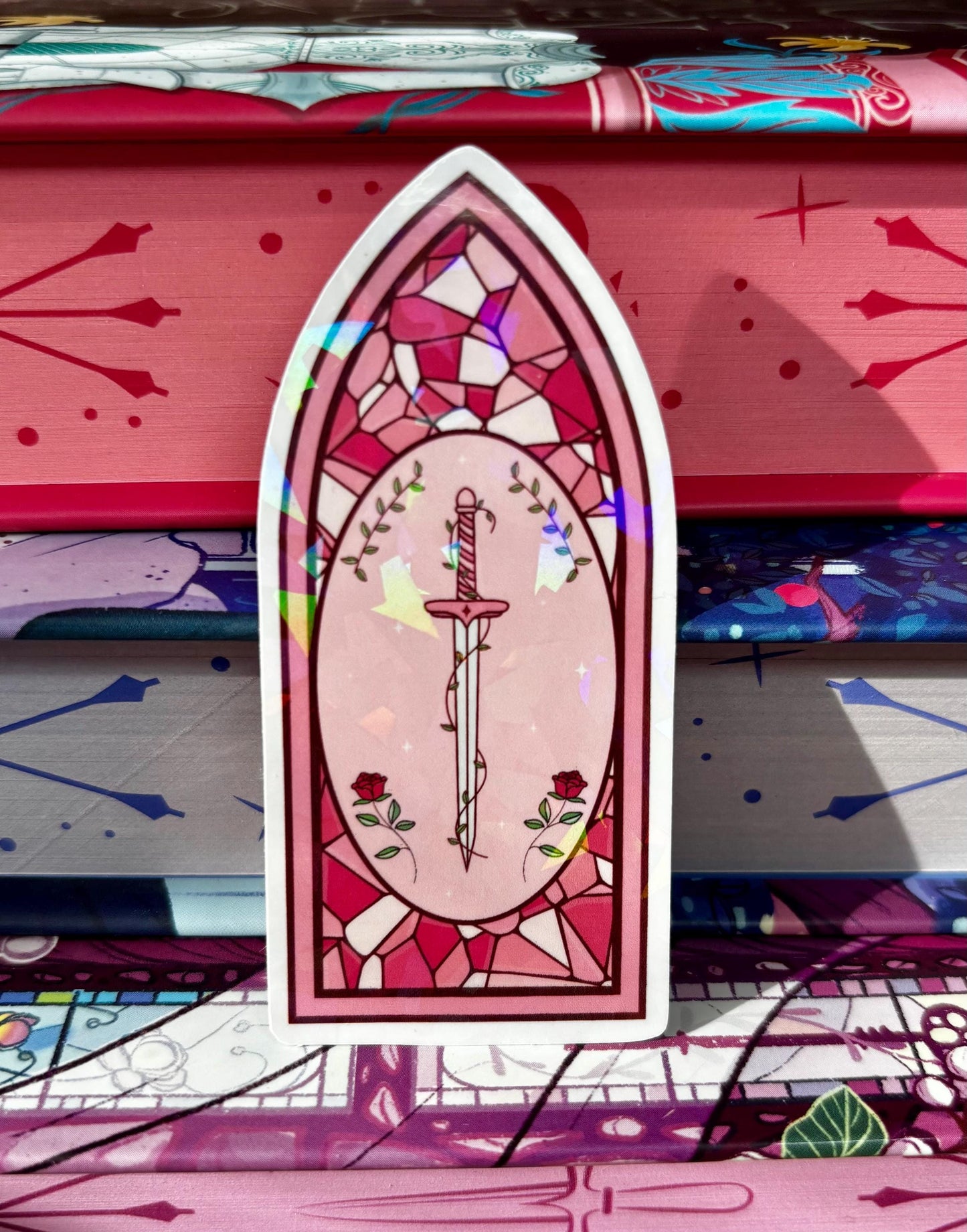Pink Stained Glass Fantasy Window Sticker