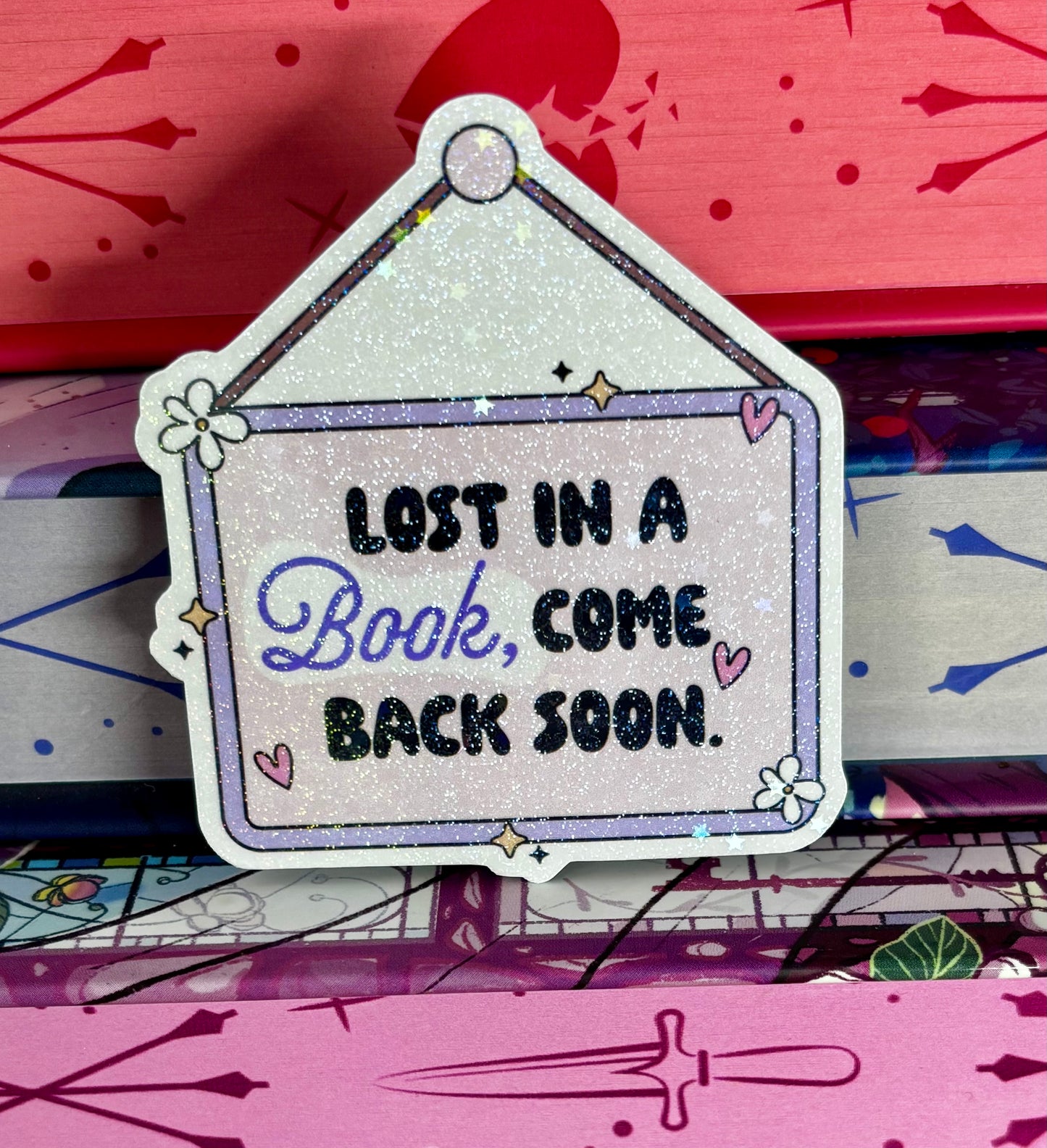 Lost In A Book Come Back Soon Sign Style Sticker