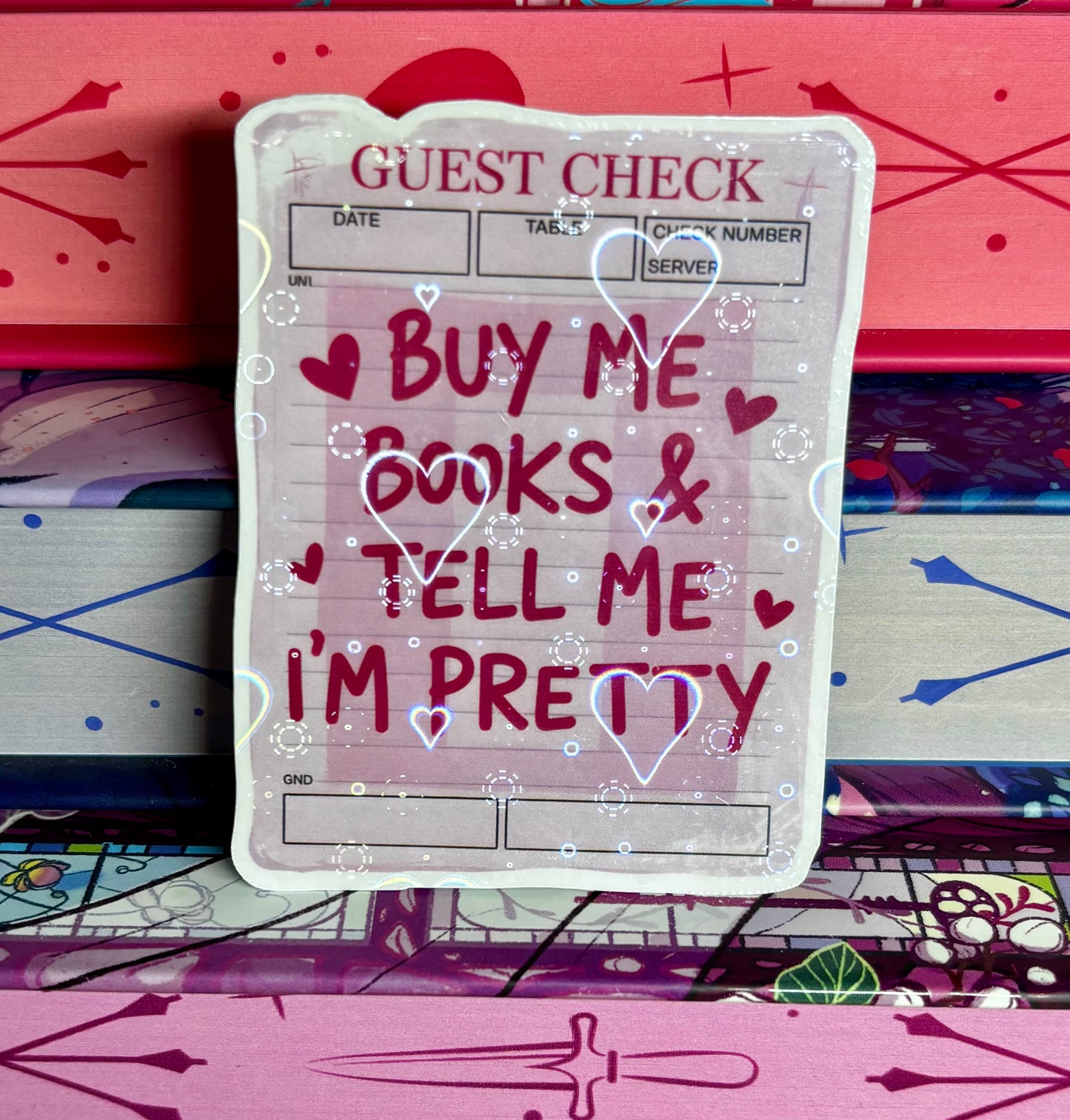 Buy Me Books And Tell Me I'm Pretty Guest Check Sticker