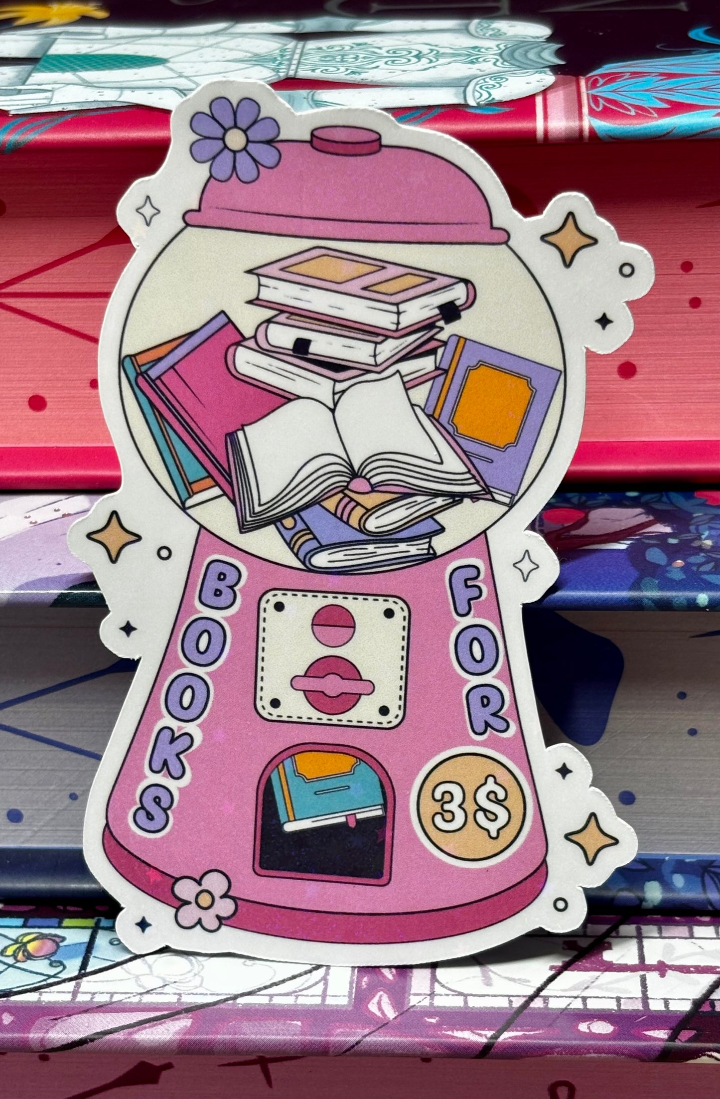 Cute Books For Three Dollars Vending Machine Sticker