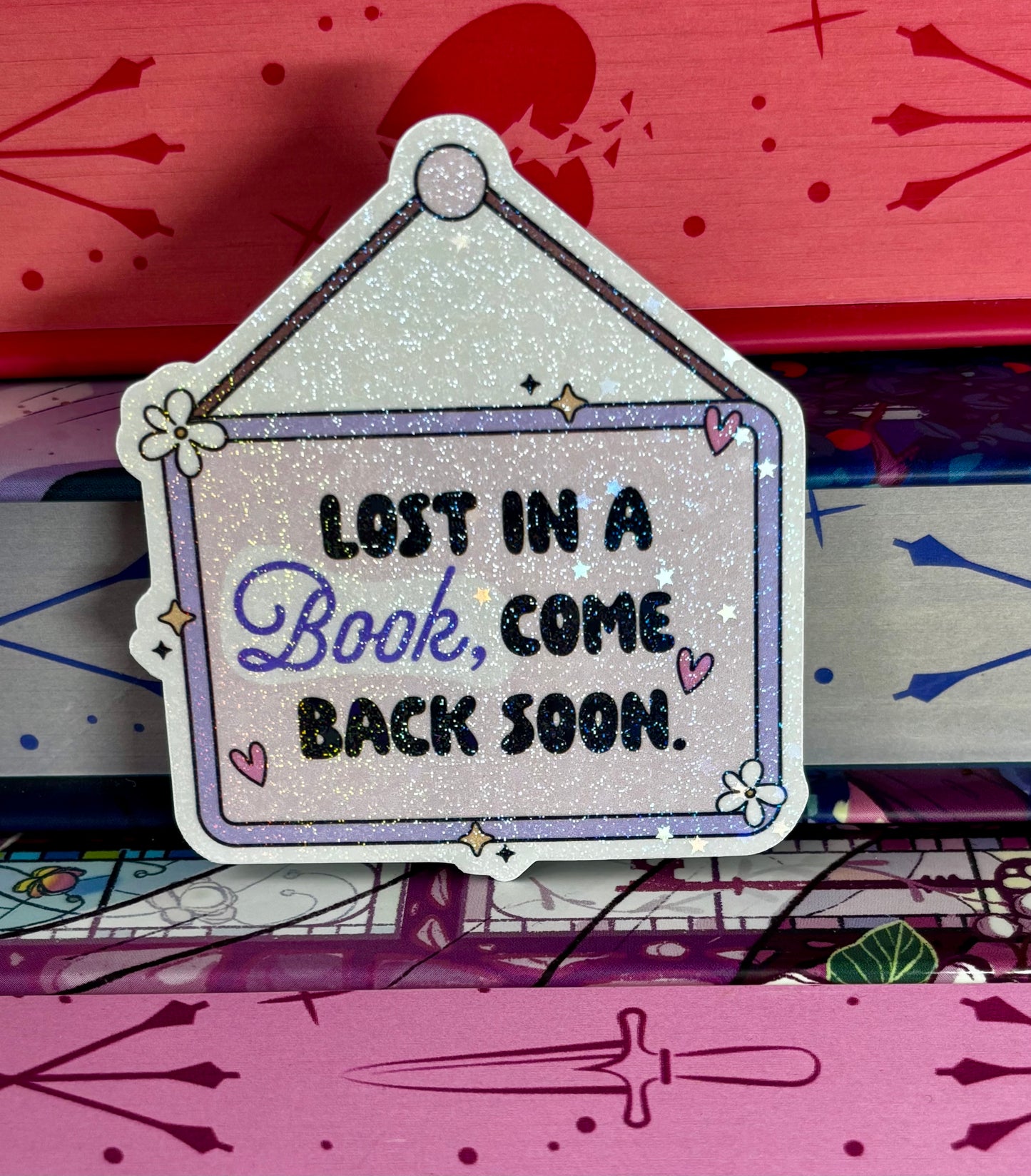 Lost In A Book Come Back Soon Sign Style Sticker