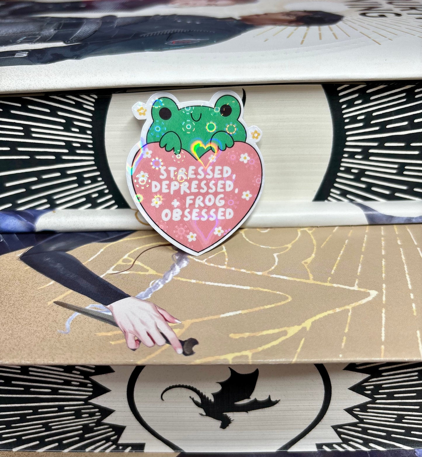 Mini Stressed, Depressed + Frog Obsessed Cute Frog Sticker