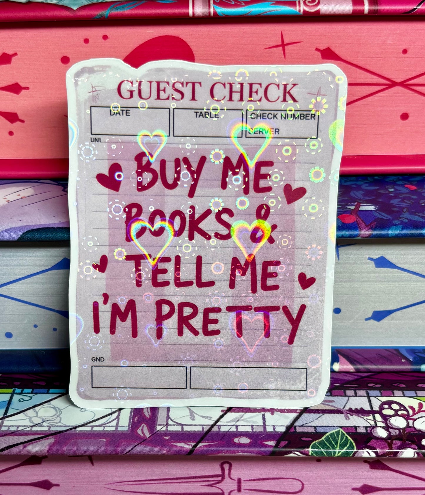 Buy Me Books And Tell Me I'm Pretty Guest Check Sticker