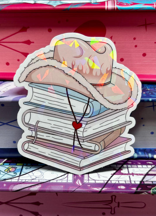 Cowgirl Book Stack Sticker