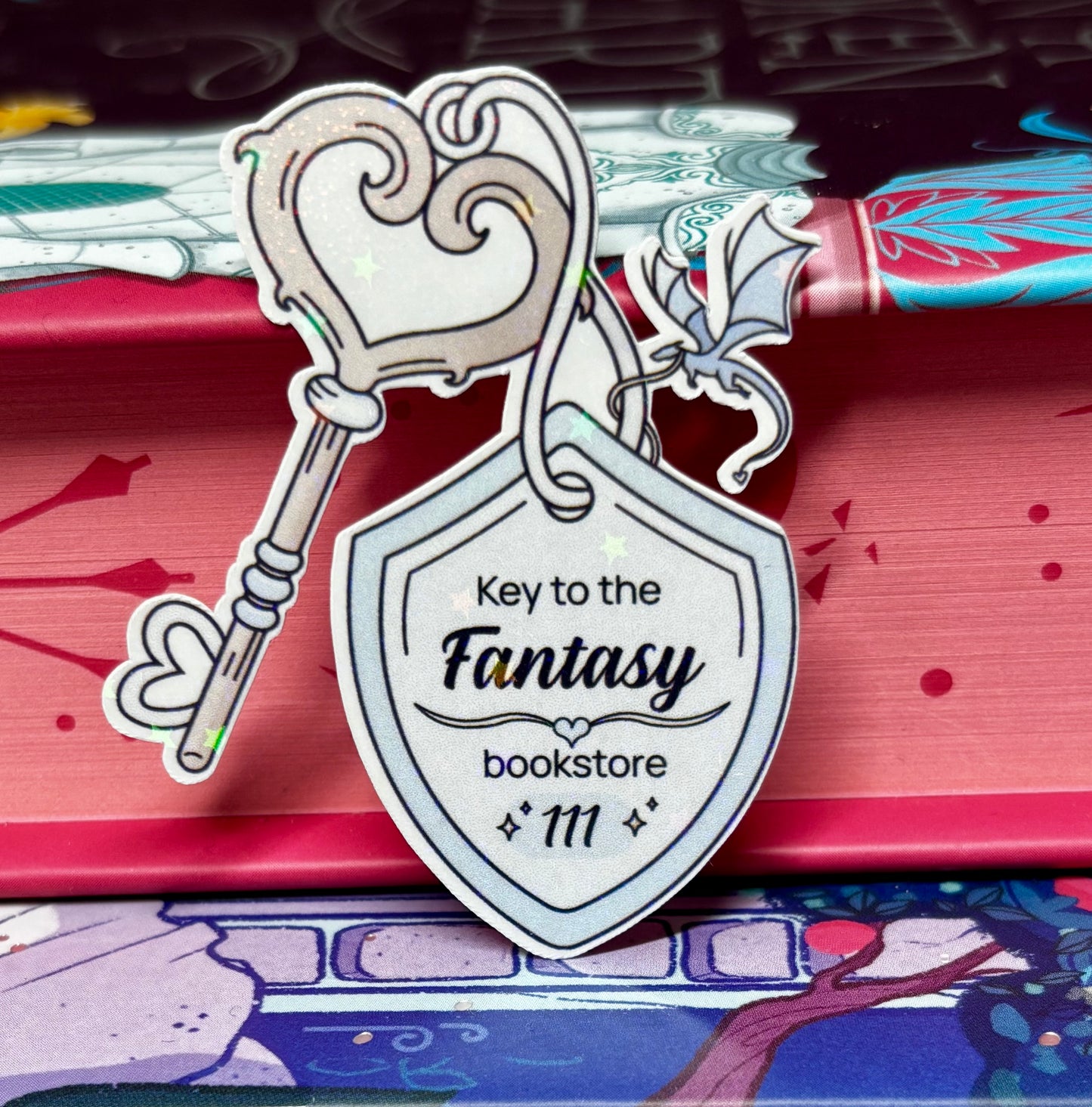 Mini Key To The Fantasy Bookstore Sticker