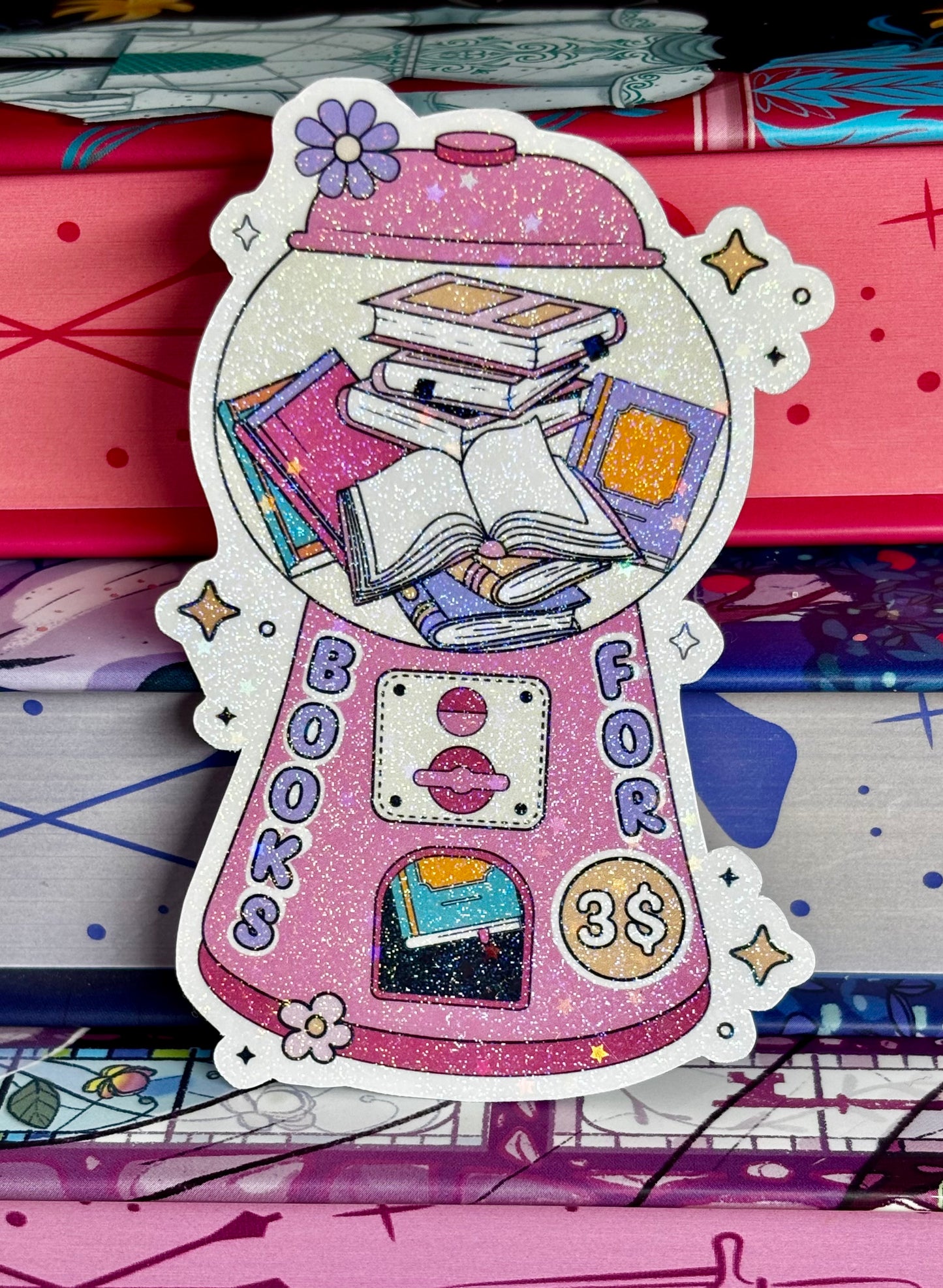 Cute Books For Three Dollars Vending Machine Sticker