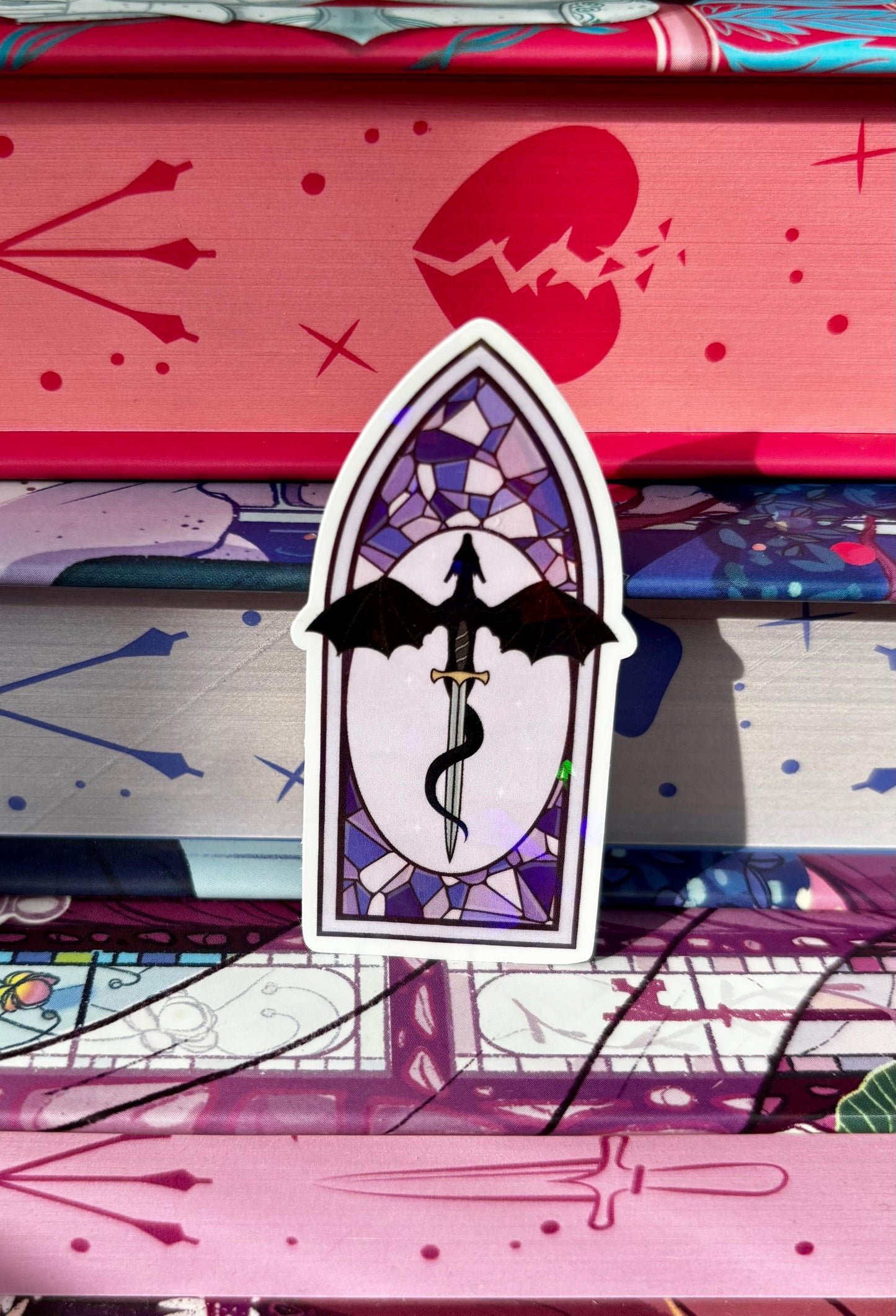 Mini Purple Stained Glass Dragon Window Sticker