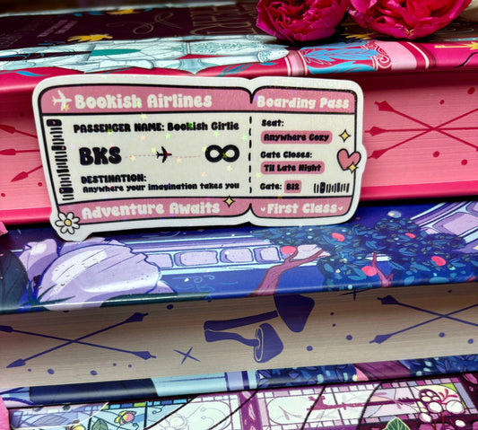 Bookish Airlines Boarding Pass Sticker