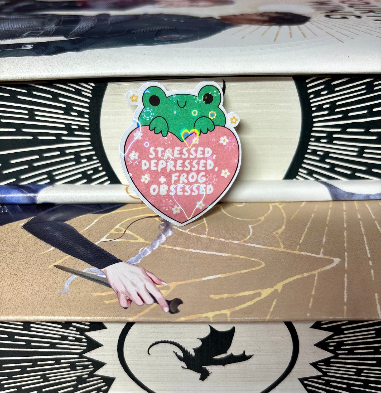 Mini Stressed, Depressed + Frog Obsessed Cute Frog Sticker