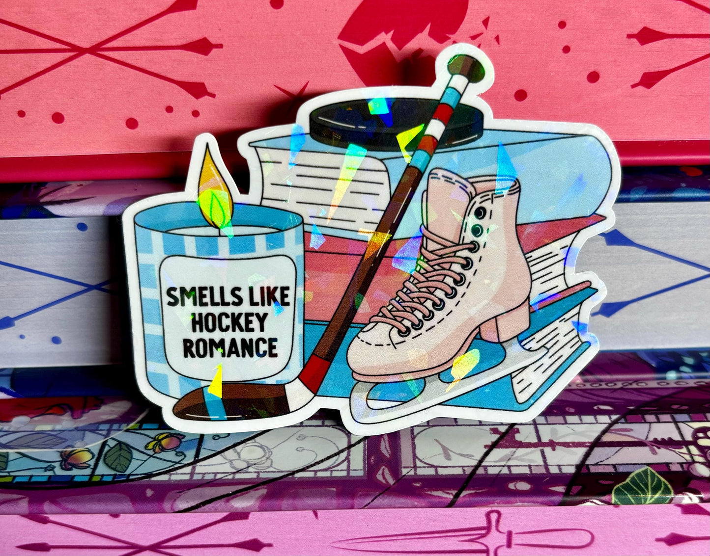 Smells Like Hockey Romance Book Stack Sticker