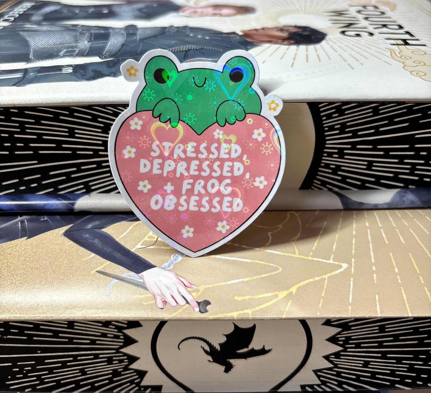 Stressed, Depressed + Frog Obsessed Cute Frog Sticker