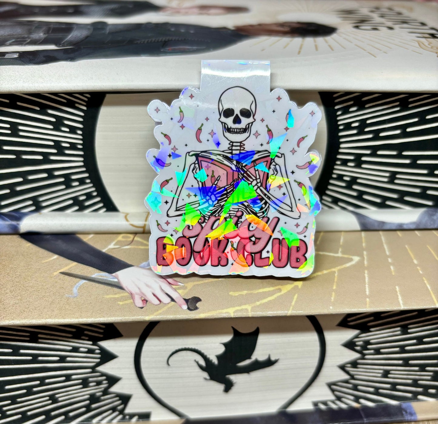 Mini Spicy Book Club skeleton Magnetic Bookmark