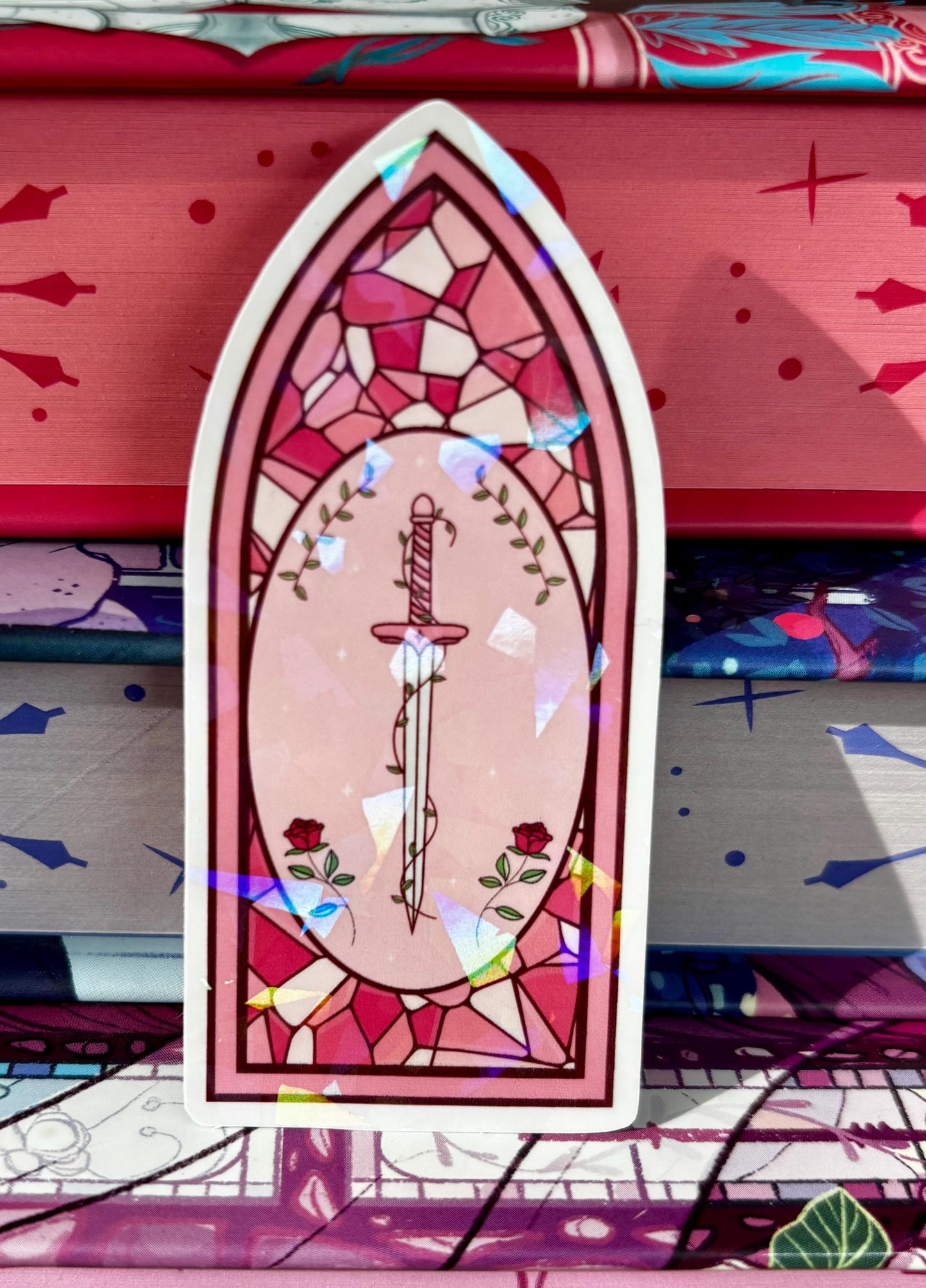 Pink Stained Glass Fantasy Window Sticker