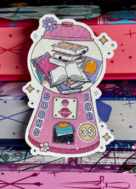 Cute Books For Three Dollars Vending Machine Sticker