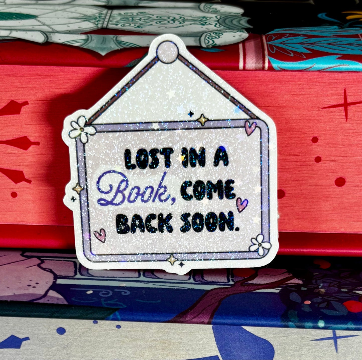 Mini Lost In A Book Come Back Soon Sign Style Sticker